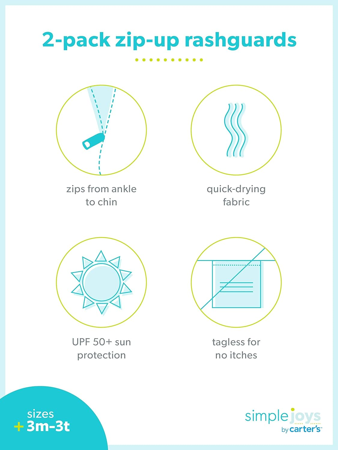 Simple Joys by Carter'S Boys' 2-Pack 1-Piece Zip Rashguards image number 1