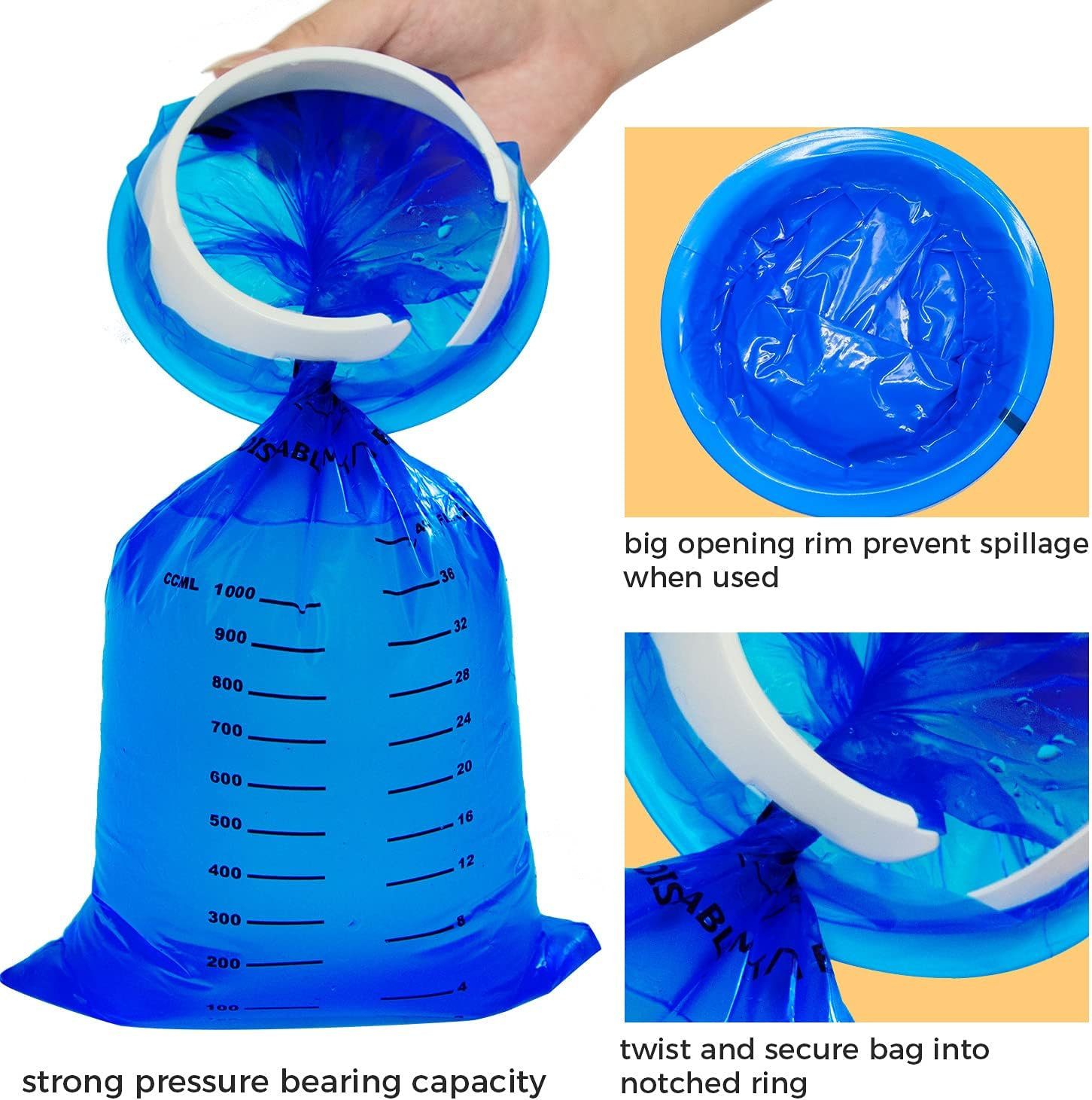 50 Pack Vomit Bags, Disposable Emesis Bags Aircraft & Car Sickness Bag Leak Resistant Blue Nausea Bags for Travel Motion Sickness image number 5