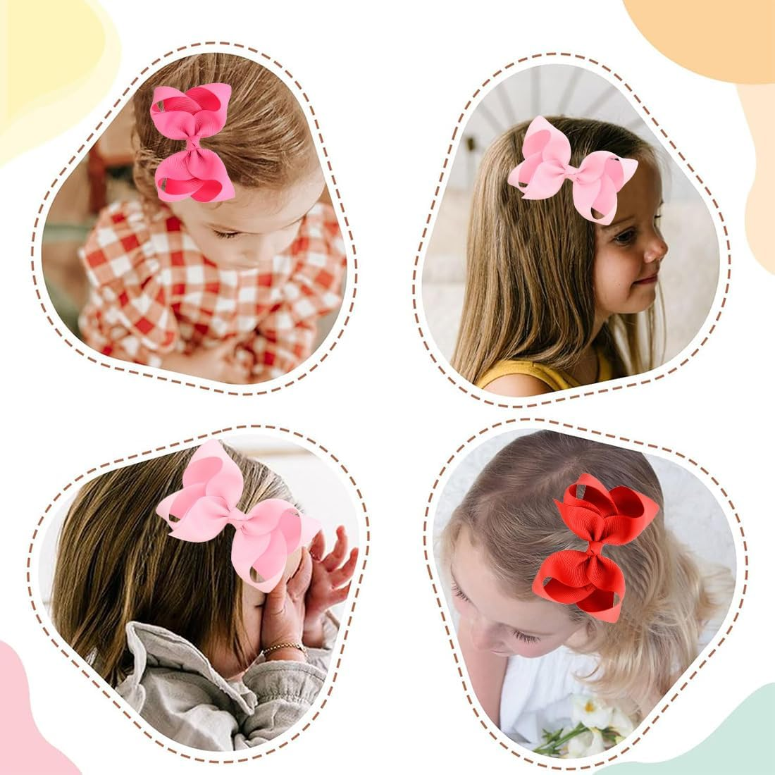 COYUN 6 Pieces Bow Hair Clips Ponytail Duck Bill Hair Bow for Kids Girls Women B