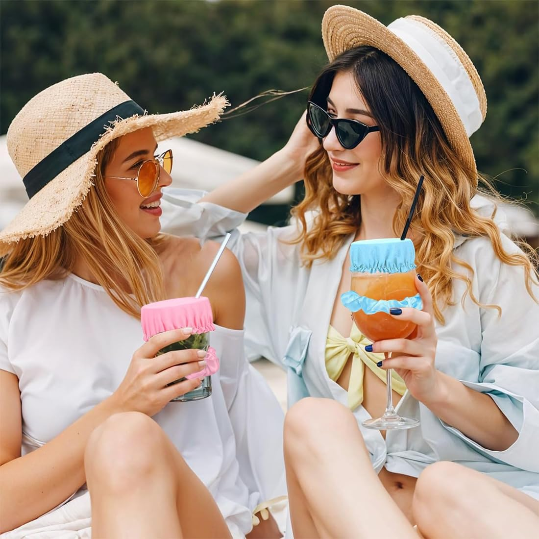 JEYORZY 4Pz Headband Drink Cover, Drinking Covers for Alcohol Protection, Reusable Cup Cover with Straw Hole, Drink Spiking Prevention, Anti-Drug Glass Protection, Drink Protection for Women image number 1