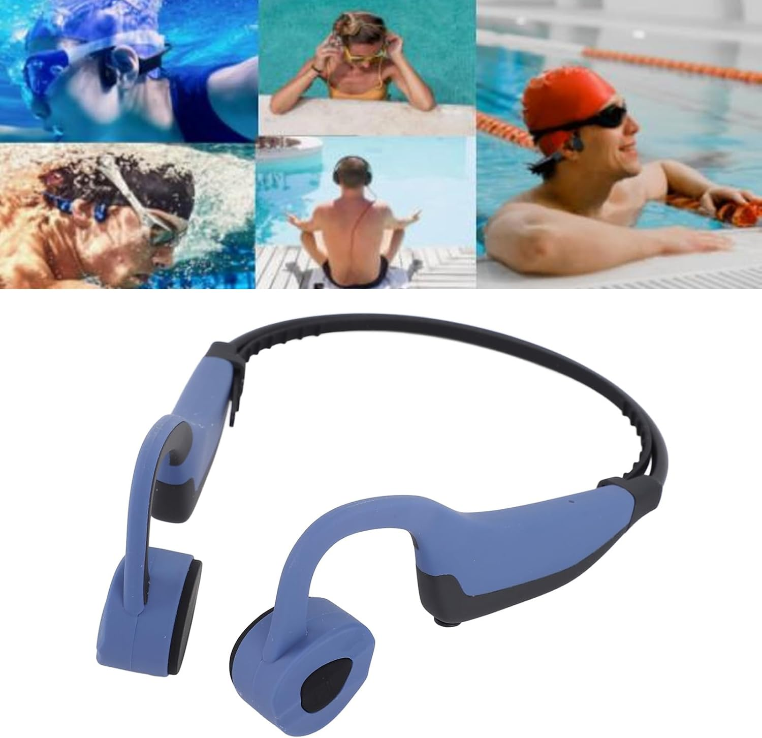 Garsent Bone Conduction Headphones, Open Ear IPX8 Water Proof Swimming Earphone Bluetooth, 16G Memory, Sports Headset for Running Cycling and Other Activities (Blue)