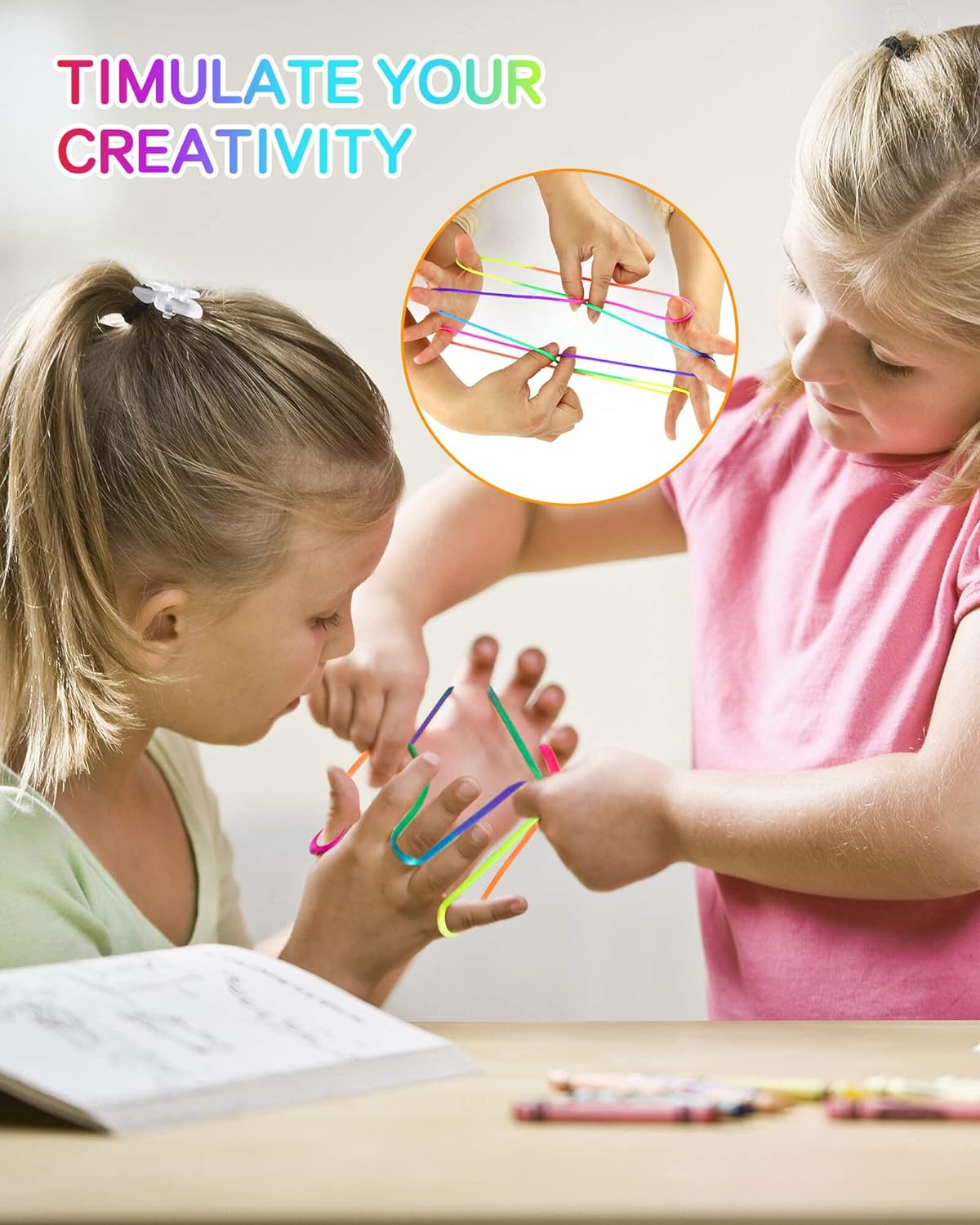 SONGTIY 6PCS Cats Cradle String, 65 Inch Long Rainbow Colourful Finger Rope, Chinese Finger String Games Toy for Kids, Adults, Children'S Day, with a Sand Painting, Rainbow image number 3