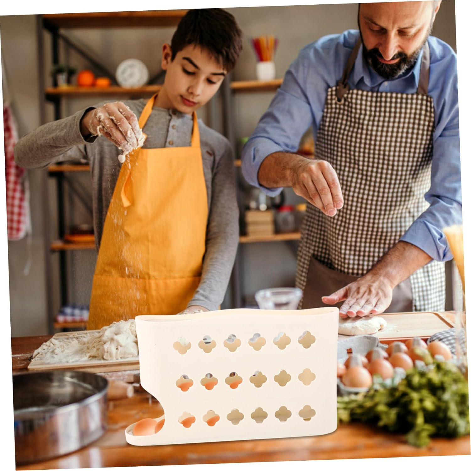 COHEALI Large Capacity Egg Dispenser Multi Egg Holder for Refrigerator Automatic Rolling Organizer Space Saving for Kitchen and Home Use image number 4