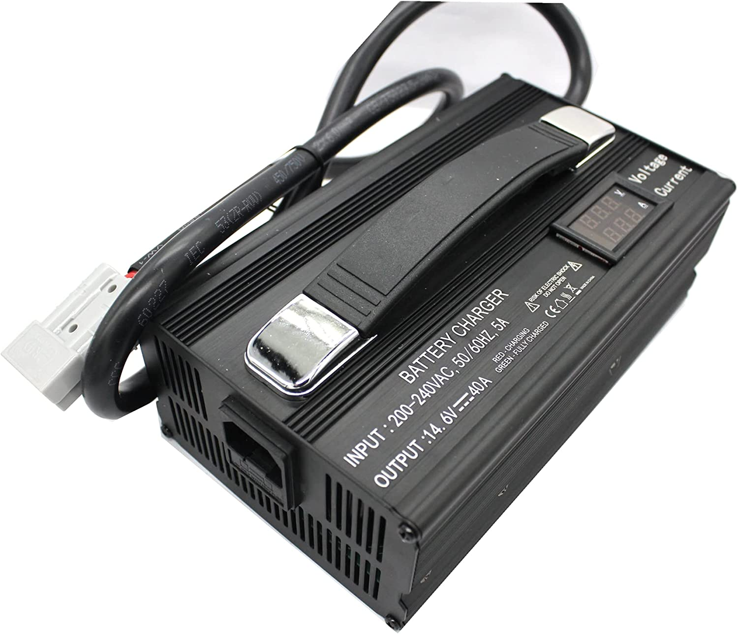 DIGISHUO 14.6V 40A Lifepo4 Batt Ery Charger with Plug, 14.6V 40A Lifepo4 Charger Multi-Stage Intelligent Maintainer for 12V Lithium Iron Phosphate Batteries