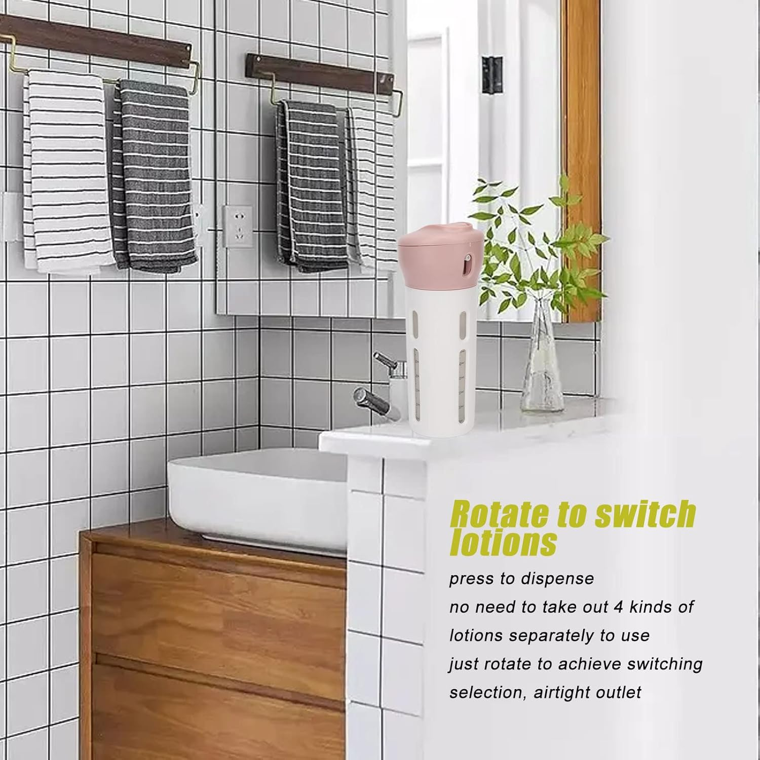 Travel Container, 4 in 1 Travel Dispenser Transparent Safe Leakproof 40Ml Portable Refillable with Sticker for Shampoo for Conditioner (Pink) image number 3