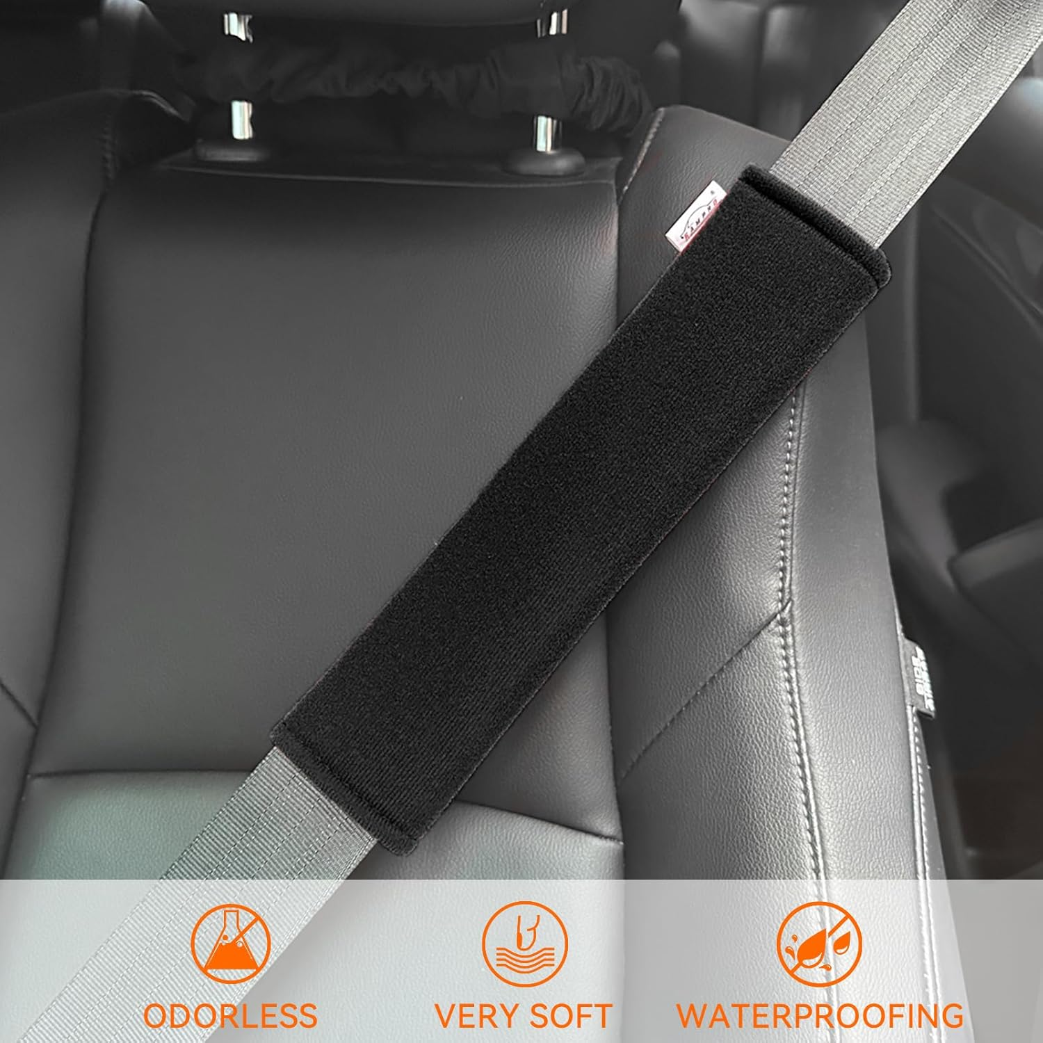 GAMPRO Car Seat Belt Pad Cover 2-Pack Soft Car Safety Seat Belt Strap Shoulder Pad for Adults and Children Suitable for Car Seat Belt Backpack Shoulder Bag(Black) image number 1