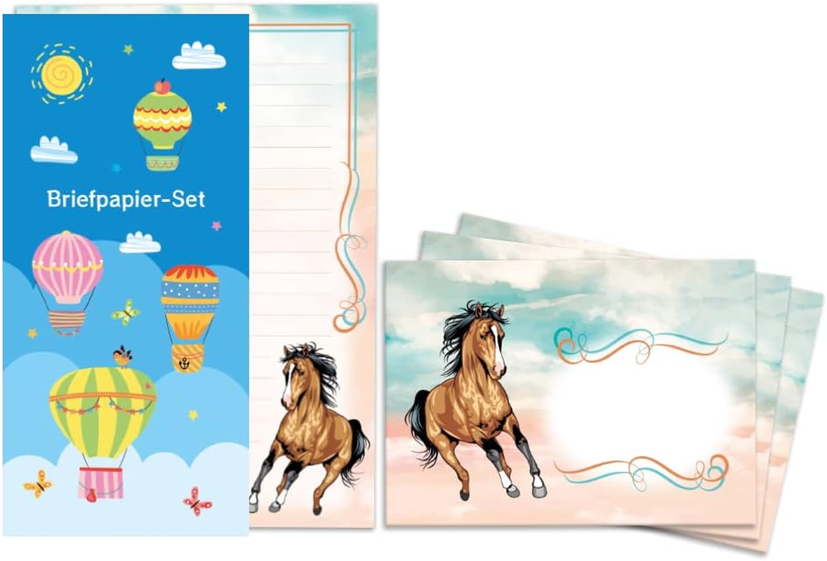 Writing Paper Set for Girls Horse Letter Pad with Envelope for Kids (A5 Pad with 25 Sheets + 15 Envelopes)