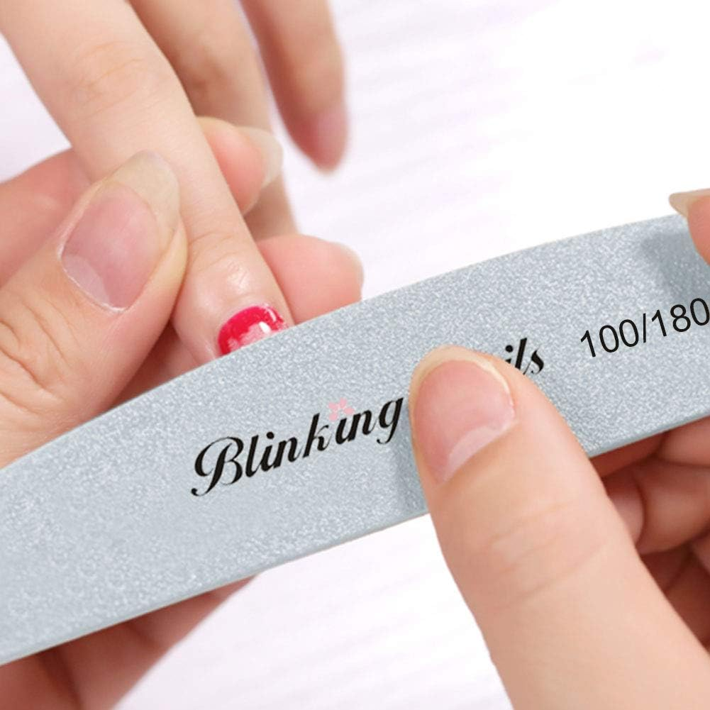 Nail Files and Buffers Professional Nail File 100/180 Grit Sanding File Set Double Side Washable Block Filen Nails Disposable Nail Files Bulk of Nail Art Tools(10Pcs/Lot) image number 4