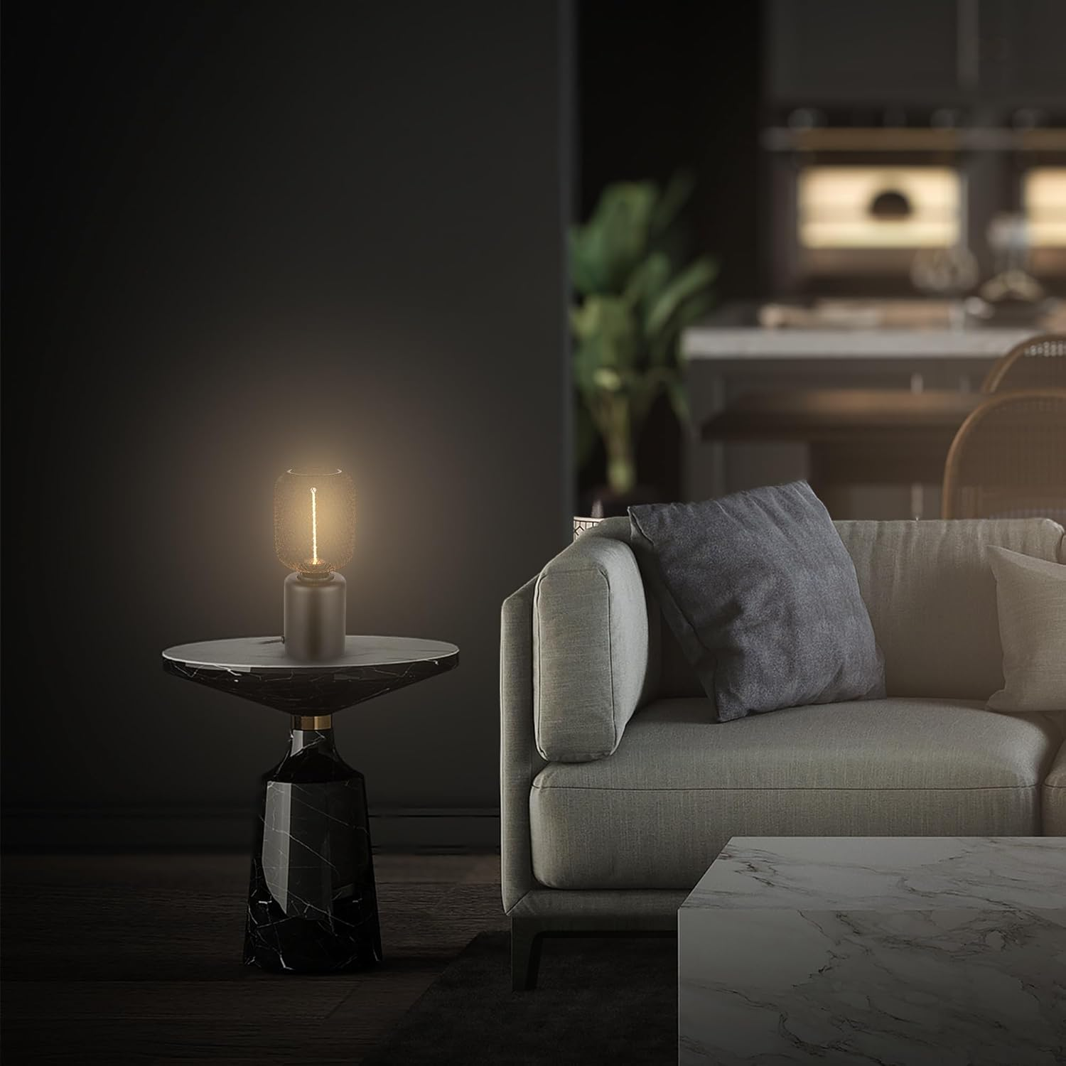 BRILONER - Wire Mesh Table Lamp, Cable Switch, E27 Socket, Night Light, Decorative Lighting for Hallway or Office, Reading Light, 10X25Cm, Black image number 2