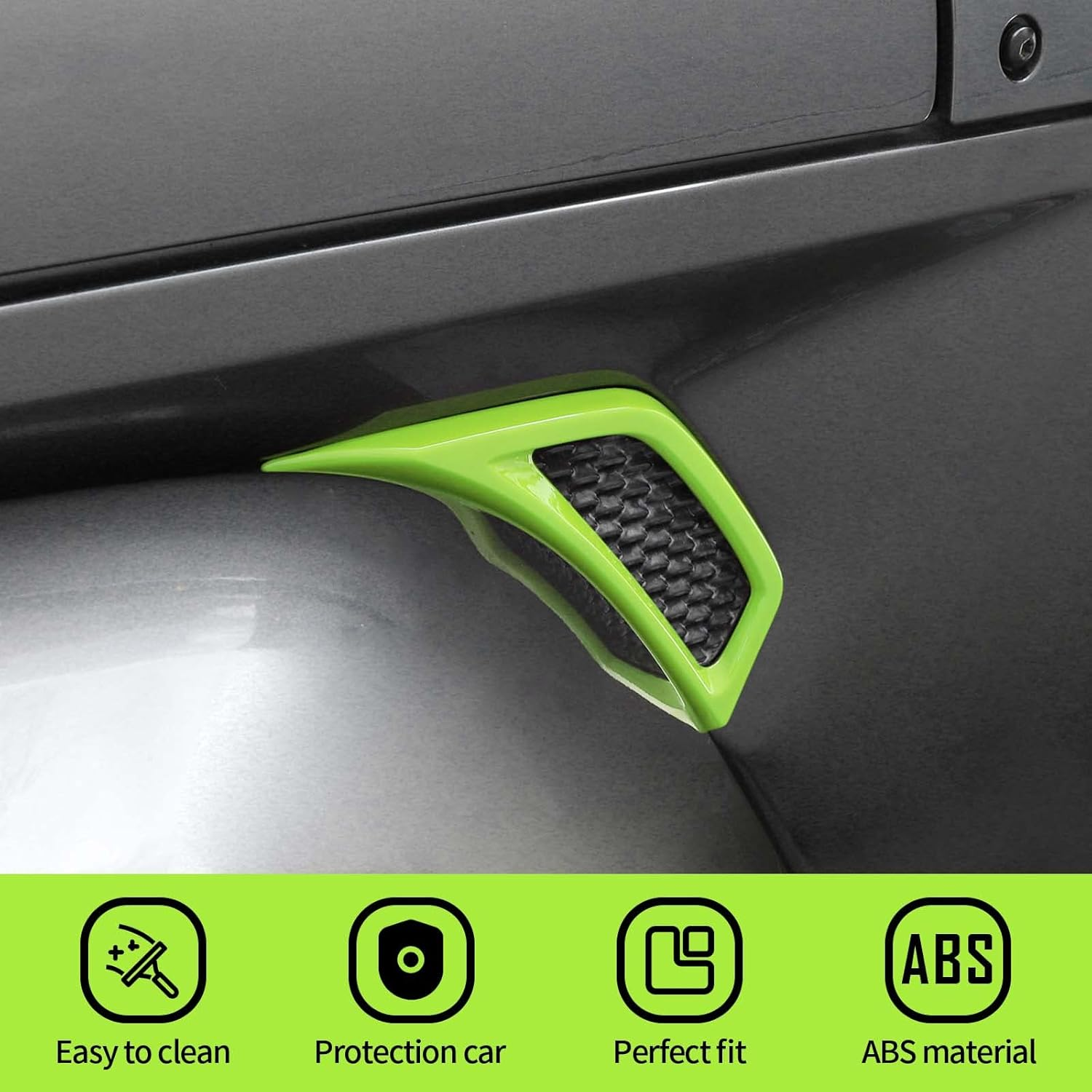 Voodonala for Jeep JL ABS Carbon Fiber Side Air Conditioning Vent Outlet Decoration Trim for 2018-2025+ Jeep Wrangler JL JLU Gladiator JT 4Xe Green image number 4