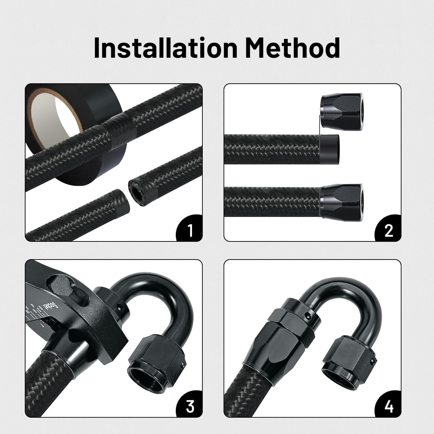 EVIL ENERGY 20Ft 10AN 5/8" Fuel Line Fitting Kit Nylon Braided CPE Oil Hose Universal Black