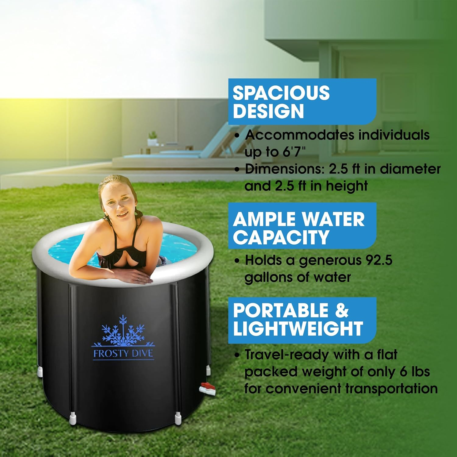 Frosty Dive Portable Ice Bath Tub &ndash; Lightweight, Foldable & Durable | Includes Cover, Bag & Thermometer | Quick Setup & Easy Drain for Cold Therapy, Muscle Recovery, Home & Outdoor Use image number 6
