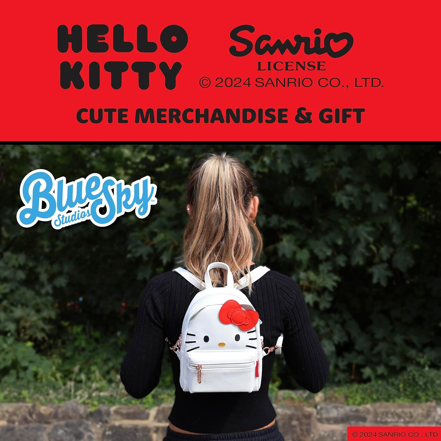 Blue Sky Studios Hello Kitty Mini Backpack, Small Kawaii Travel Bag with Adjustable Straps, Cute Gifts Merchandise and Accessories image number 6