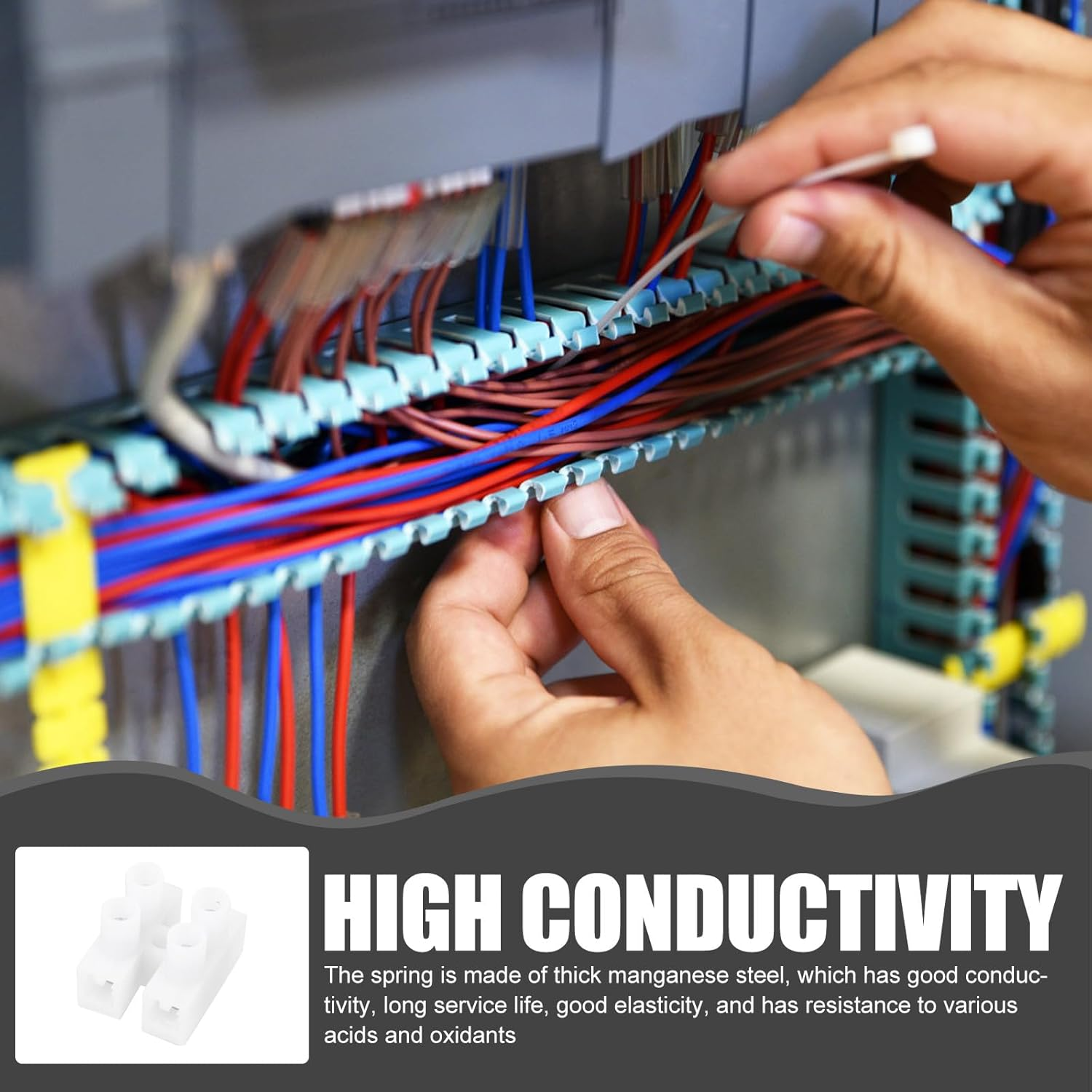 BAZEITFLOW 100Pcs 2-Pin 10A Screw Type Quick Connect Terminals, Flame Retardant Small Wire Connectors Kit for Electrical Cable Wiring and Power Line Connections