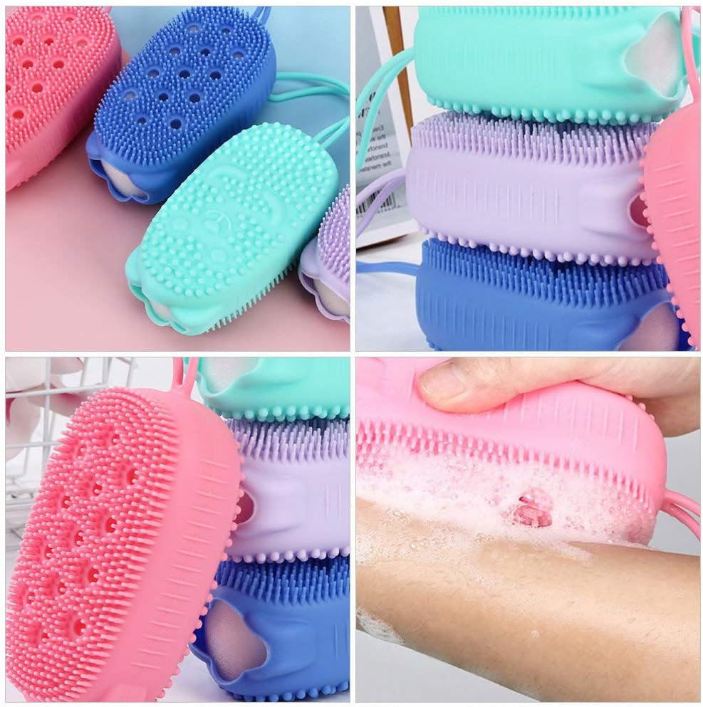 3Pcs Bath Brush Bath Brush Back Scrub Brush Brush Bath Tools Body Cleaning Brush Shower Brush Circulation Brush Skin Massager Sponge the Bubble Shampoo Brush Silica Gel image number 3