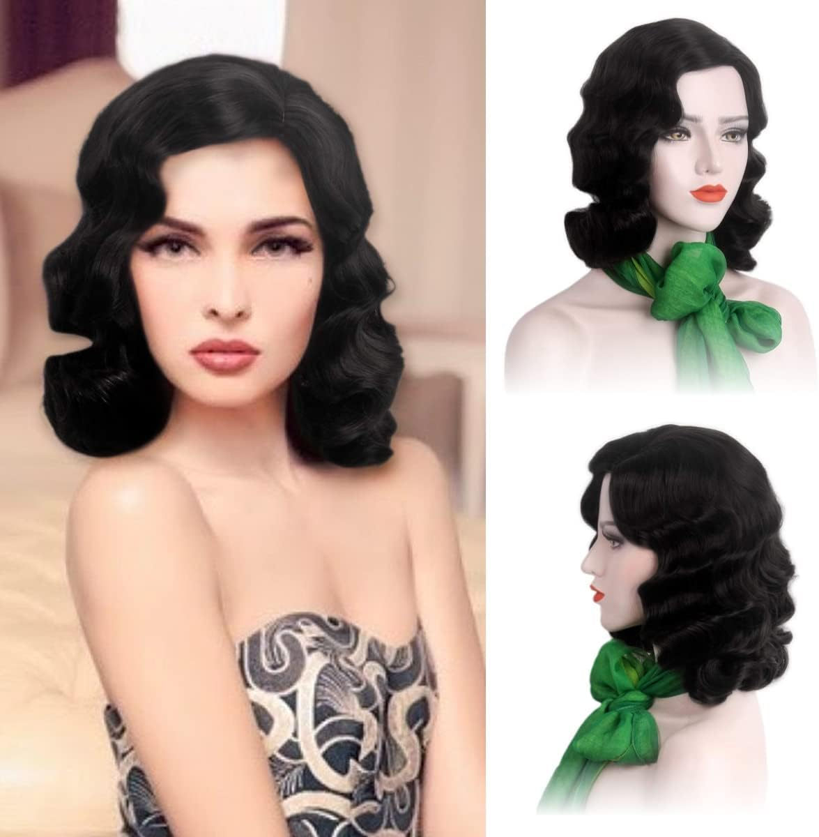 MEDISIFA Short Red 1920S Wig for Women Gatsby Roaring 20S Finger Wave Party Synthetic Full Vintage Wigs for Womens Lady Cosplay Costume Fancy Dress 1920 Flapper Wig