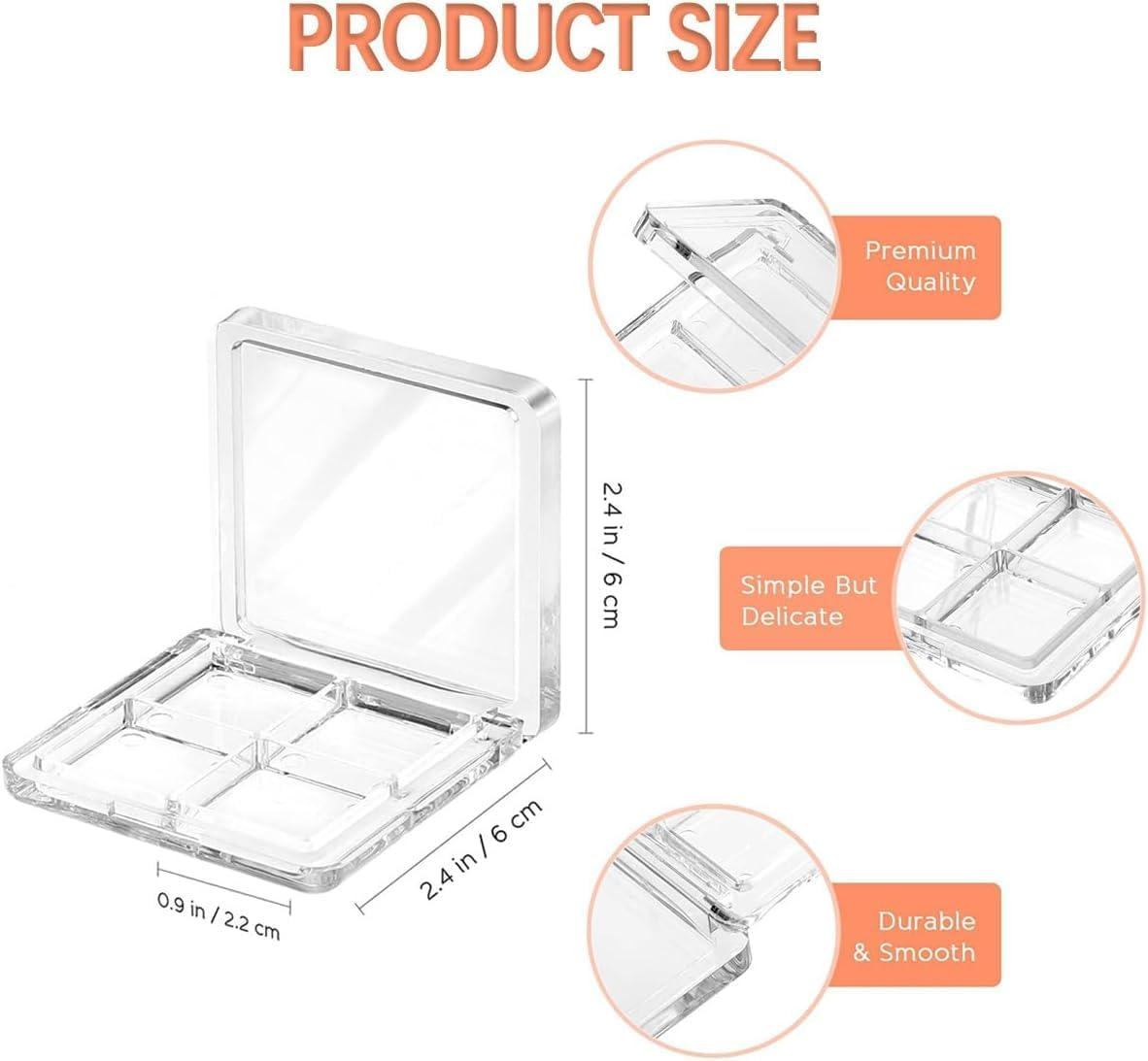 2 Pcs Refillable Cosmetic Palette for DIY Eyeshadow, Transparent Empty 4 Grid Plastic,Powder, Blush and Lipstick image number 1