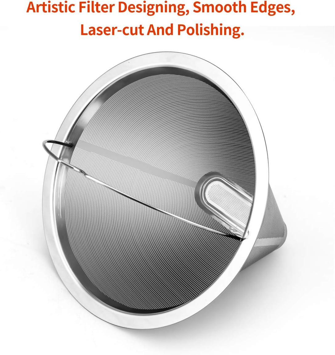 #4 Reusable Permanent Cone Coffee Filters, 8~12 Cup Size 4 Coffee Filters, Perfect Fit for Cuisinart Ninja Hamilton Beach Coffee Maker Filter, Replace Cuisinart GTF Gold Tone Coffee Filters