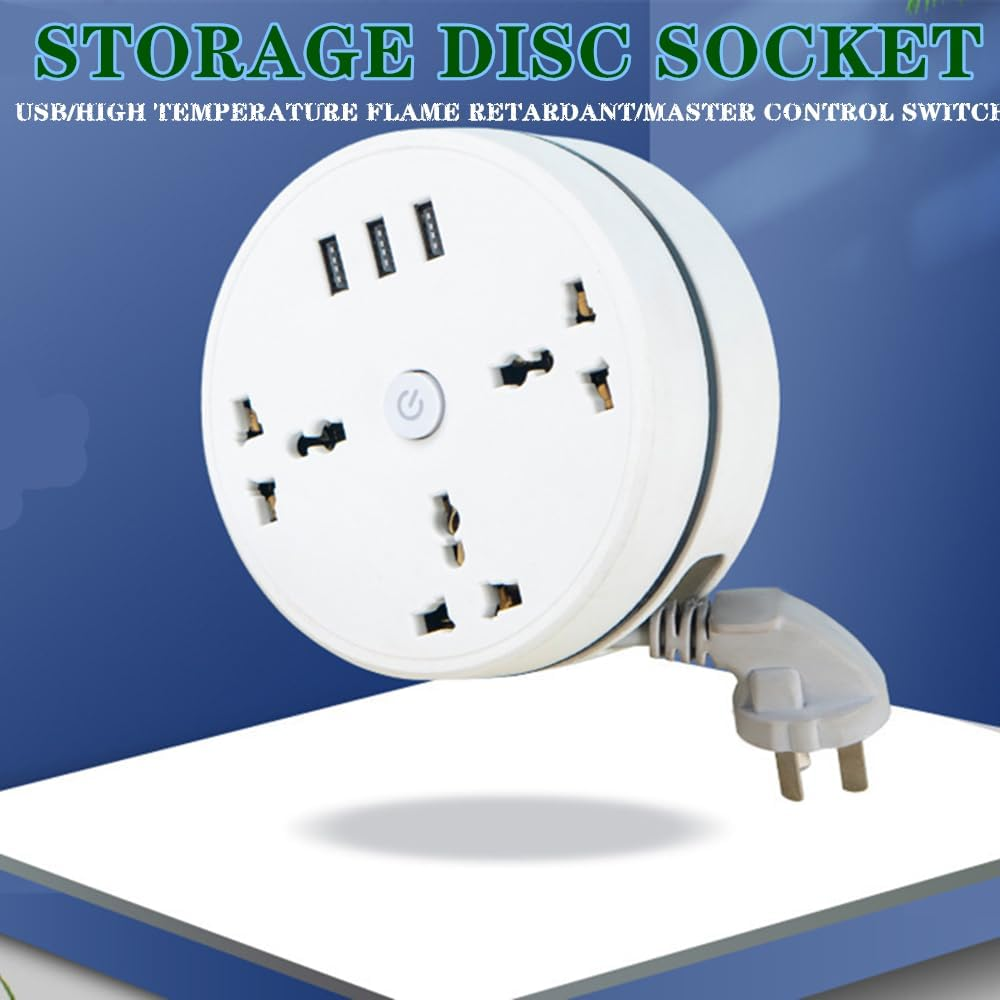 Civiliank Universal Power Strip, Civiliank Right Wrapped around Extension Cord, Retractable Power Strip with 3 Outlets 3 USB Ports, Universal Travel Power for Office Travel Hotels (5.9Ft+9.2Ft) - 5.9Ft+9.2Ft image number 3