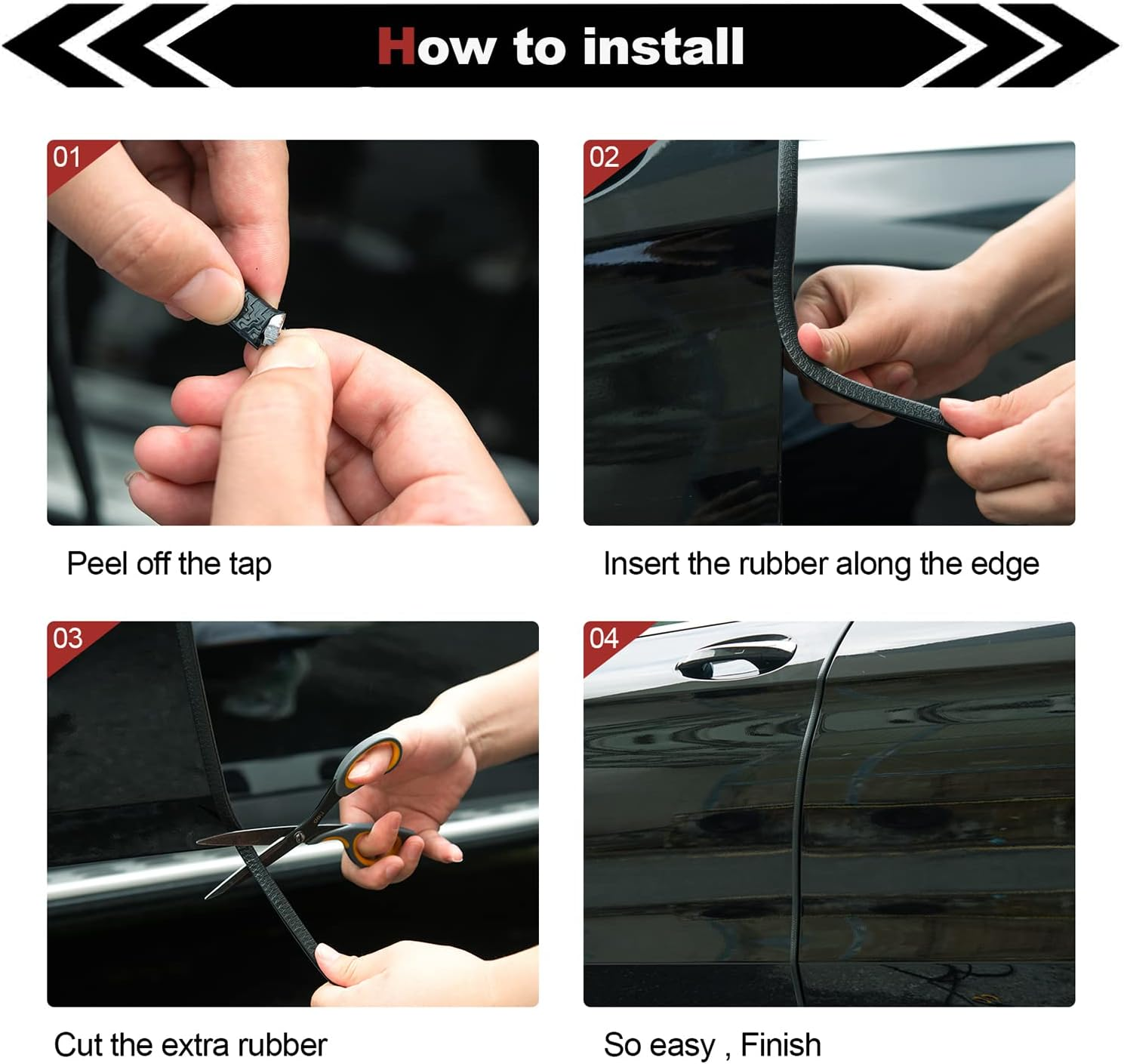 Car Door Edge Protector - Rubber U Shape Trim Seal No Glue Accessories for Sedan, Trucks, SUV, ATV, Boats (Gray, 5M) image number 2