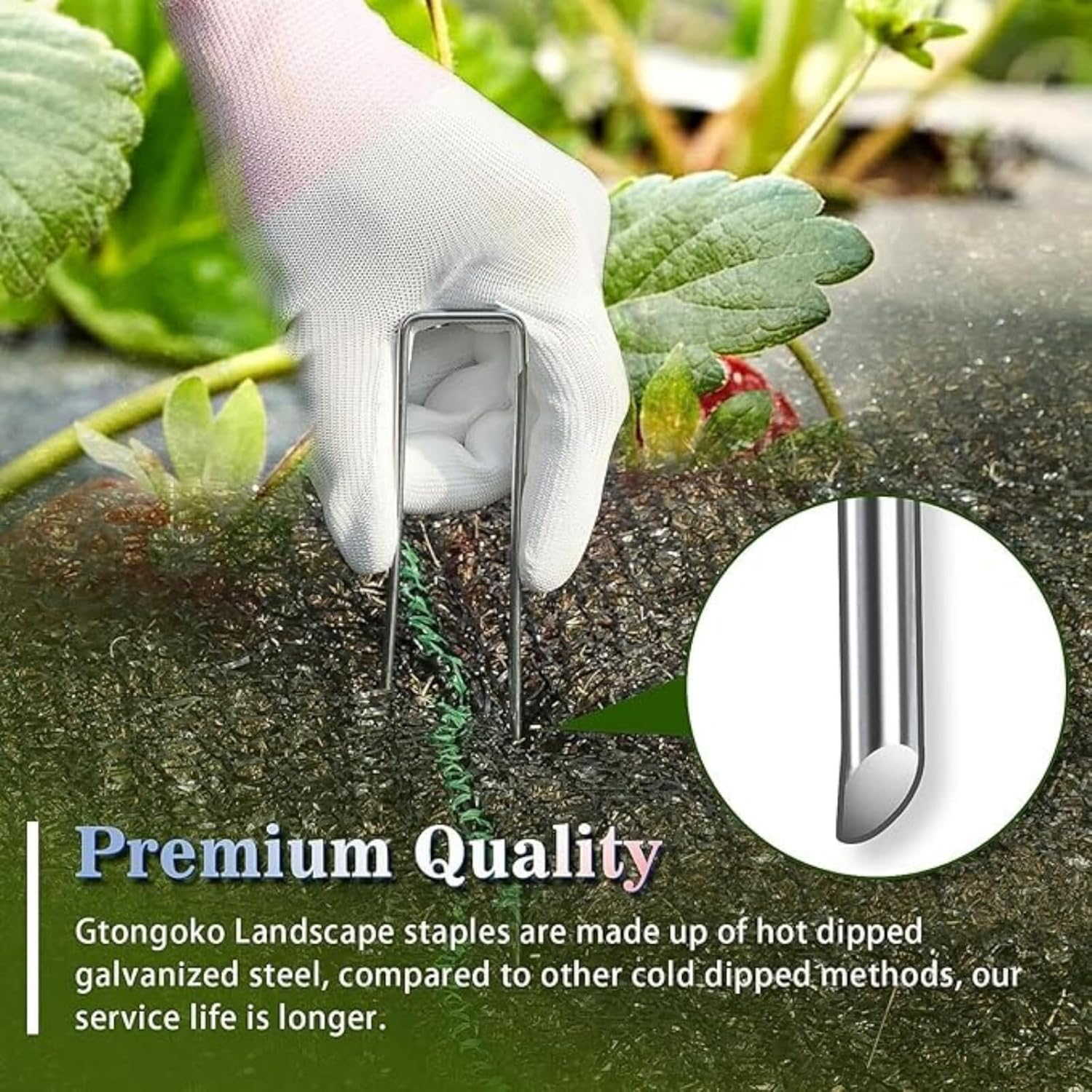 40 Pack Lawn Staples, Landscape Nail 4Mm Thick Premium Galvanized Heavy-Duty Gauge Nail, U-Shaped Tent Staples, Anti-Rust Fence Netting Pins Yard Netting Ground Mat,5.9" L image number 2