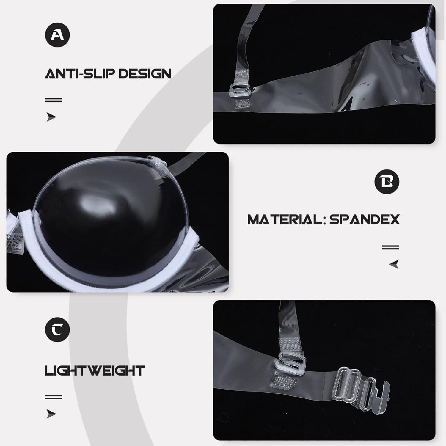 Invisible Bras for Women Womens Seamless Clear Back Bra Disposable Invisible Transparent Underwear Ultra-Fine Shoulder Strap for Travel 36 image number 3