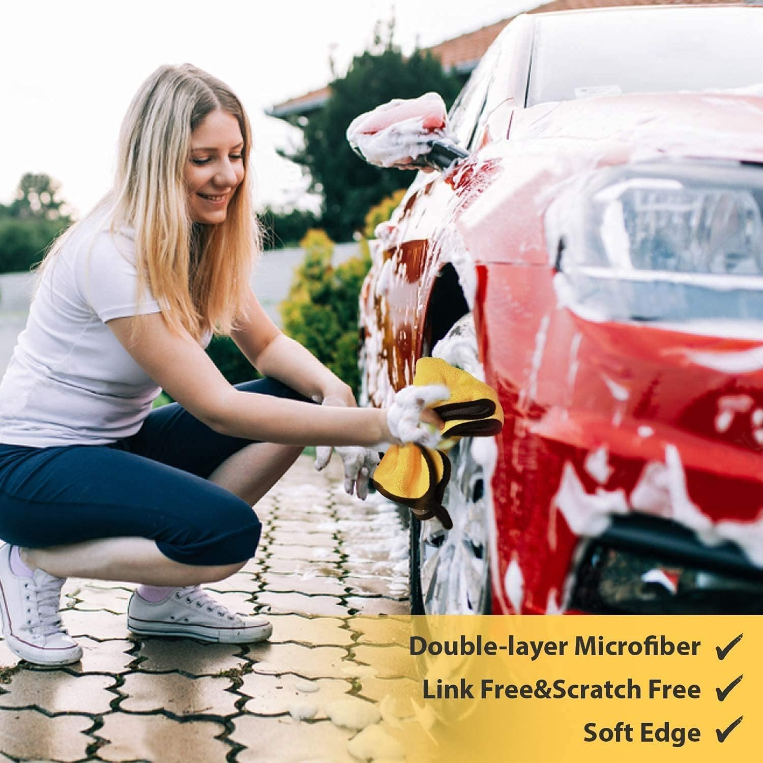 Premium Microfiber Towels Double-Sided Cloth Ultra Soft 800GSM Super Absorbent Lint & Scratch Free Quick Drying Perfect for Car Detailing, Glass, Kitchen & Home (6 PCS, 30 &times; 40 Cm) image number 1