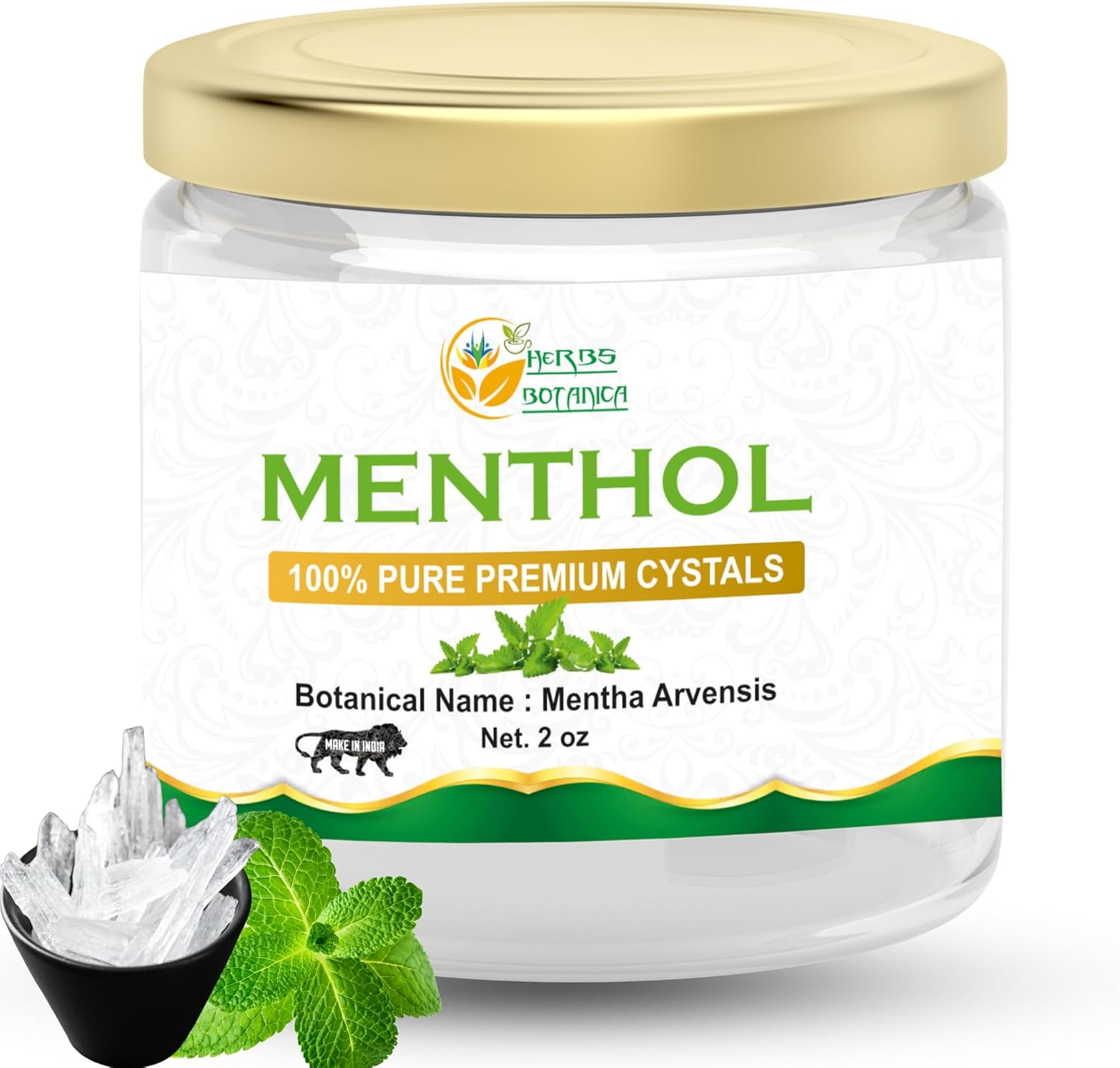 Herbs Botanica Menthol Crystals Mentha Arvensis 100% Pure USP Food Grade Great for Cosmetics, Salves, Balms, Creams and Soap Making 2 Oz image number 3