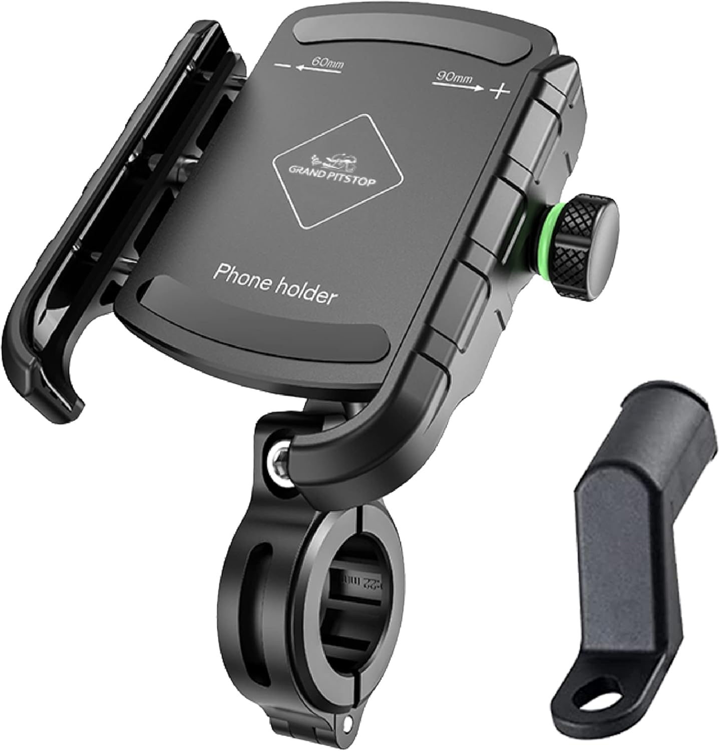 GRAND PITSTOP Motorcycle Phone Mount, 1Sec Auto Lock 100Mph Military Anti-Shake Bike Phone Holder, 10Sec Quick Install Handlebar Phone Mount, Compatible with Iphone, Samsung, All Phone