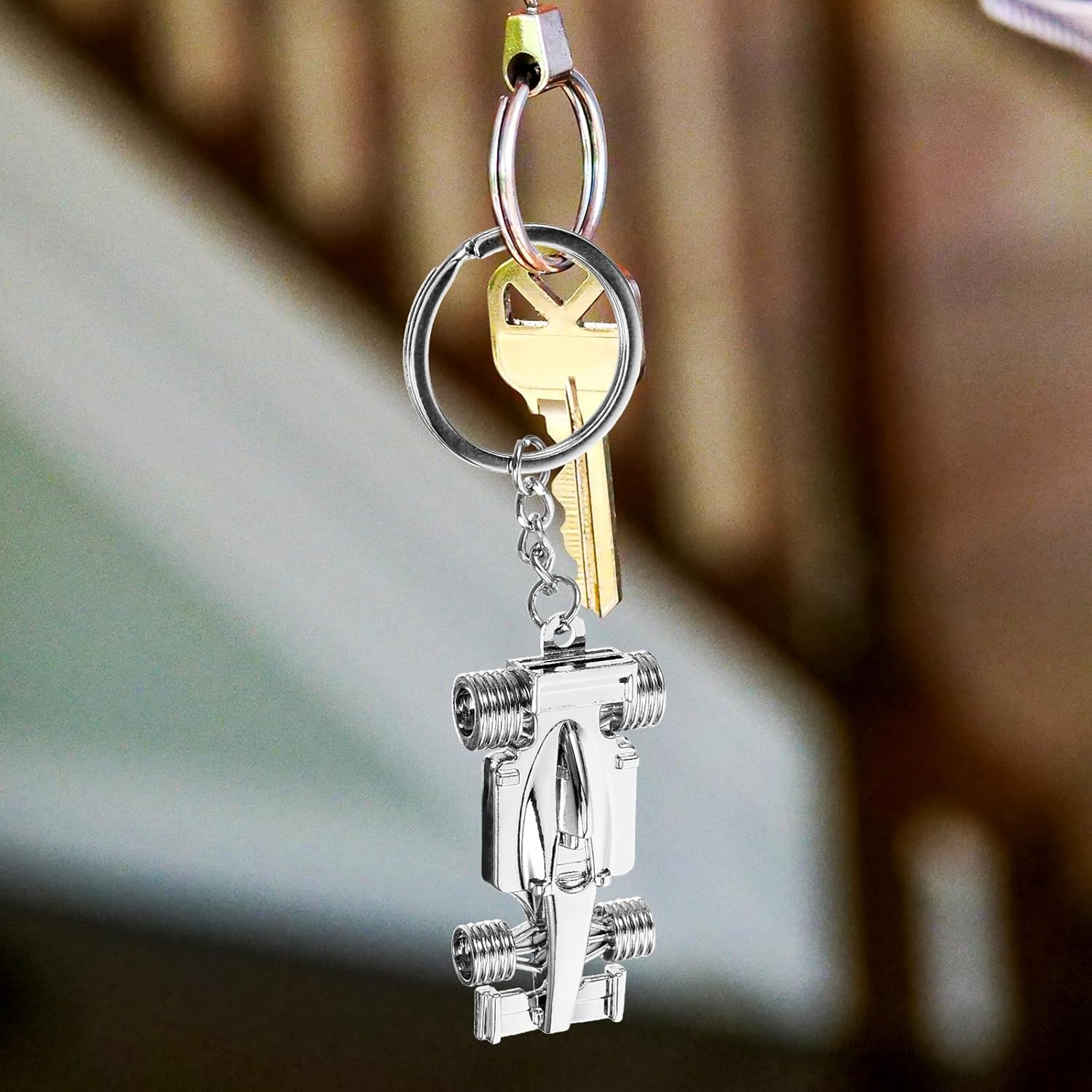 Iplusmile Racing Car Keyring, Formula 1 Racing Car Model Key Ring Charm, Handbag Pendant Key Holder Birthday for Car Racing Lover Friends Family