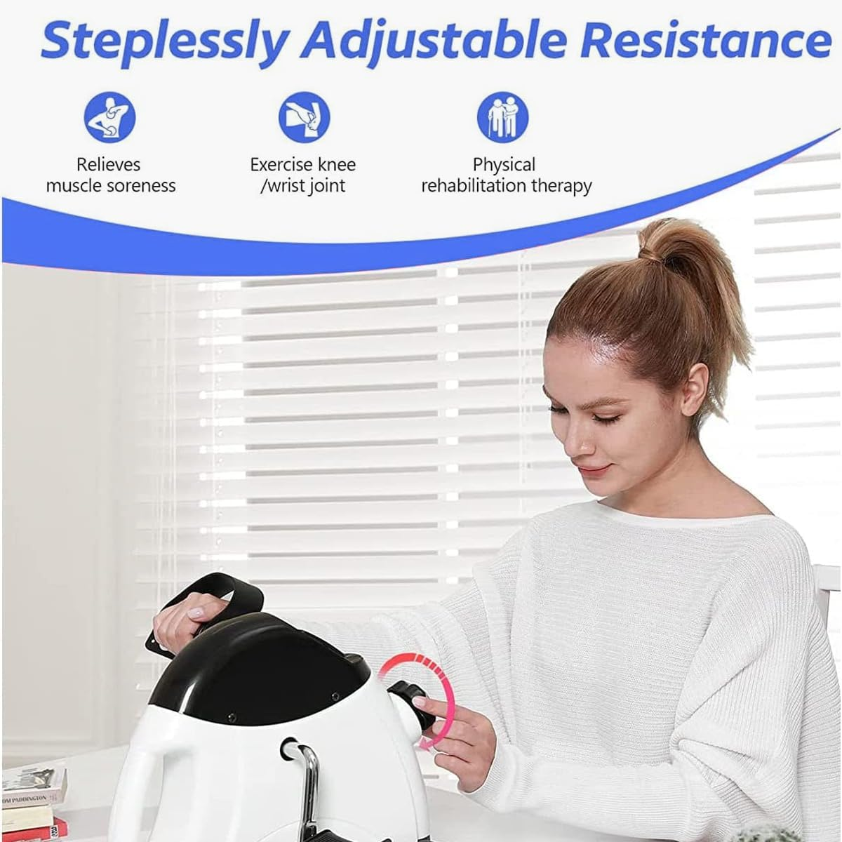 AIMALL Compact Pedal Exerciser with LCD Display - Fitness Gym Bike for Arm and Leg Exercise, Adjustable Resistance, 16.14" X 9.44" X 12.20" image number 5