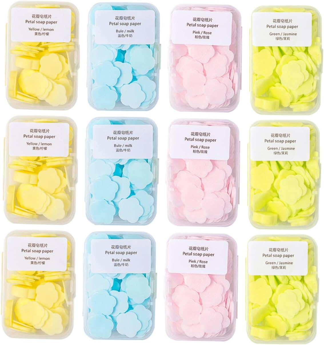GRIRIW Portable Soap Paper Sheets 16 Boxes of Disposable Hand Soap Flakes in Lemon Milk Rose and Jasmine Scents Travel-Friendly Hand Washing Solution for Outdoor and On-The-Go Use image number 1