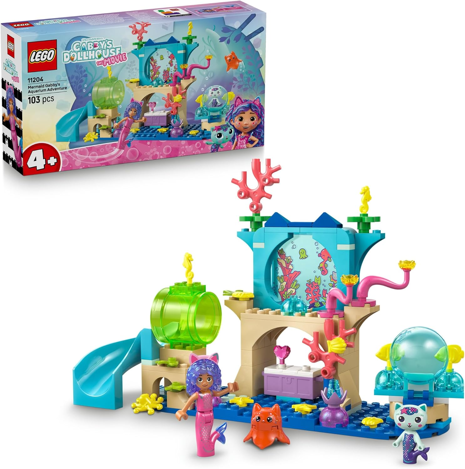 LEGO&reg; Gabby&rsquo;S Dollhouse Mermaid Gabby&rsquo;S Aquarium Adventure 11204 Sea Creature Toy with Ocean Life and Animals, Small Toy for Kids, Imaginative Building Playset for Girls and Boys Aged 4 and Over image number 4
