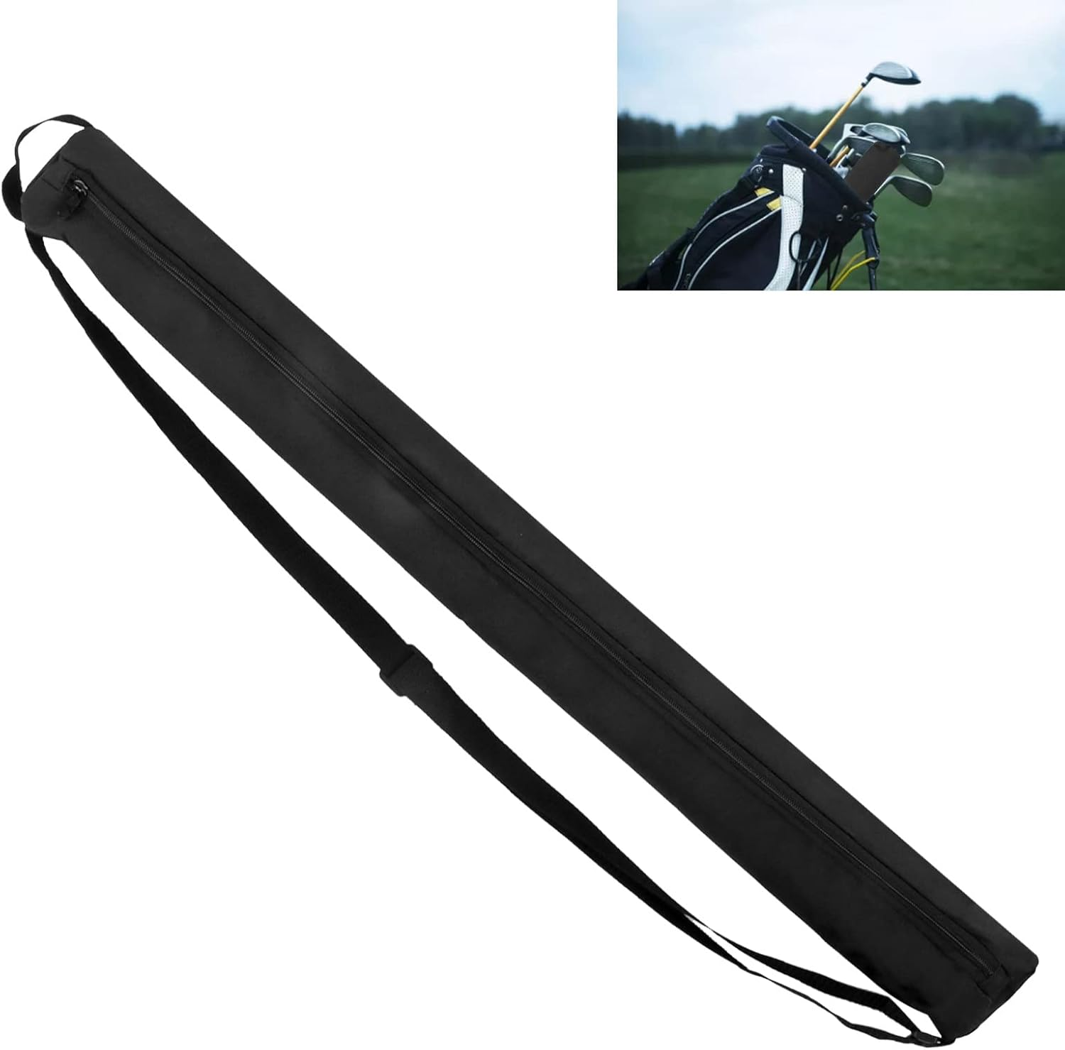 Golf Beer Cooler Sleeve, Golf Cooler Bag 2.3L Oxford Cloth Adjustable Shoulder Strap for Party (Black)