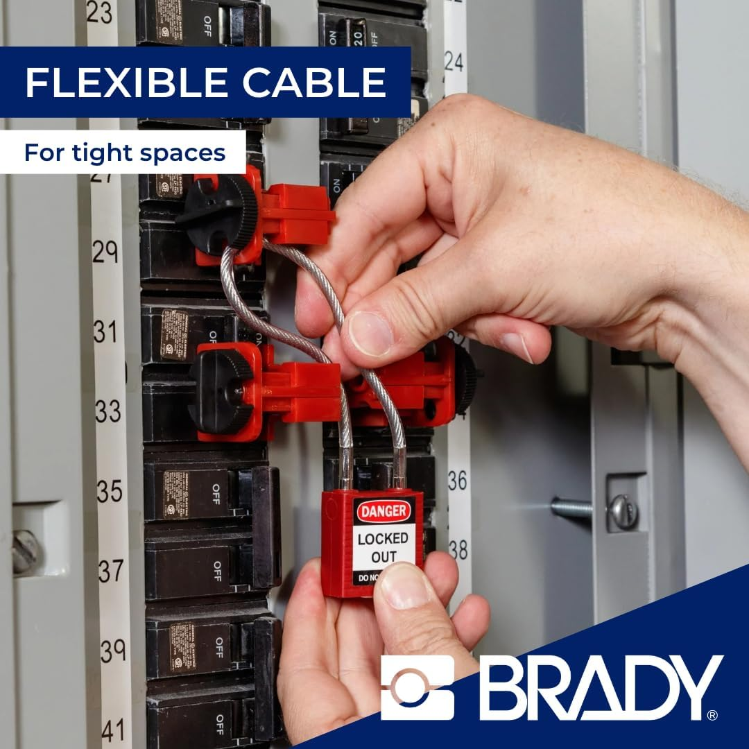 Compact Cable Security Padlock 32Mm X 16Mm Red (Pack of 6) - Yellow image number 5