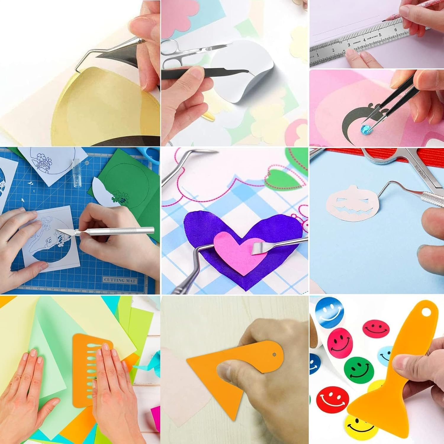 BLAZDEVE 19 Pieces Vinyl Weeding Tools Stainless Steel Plotter Accessories HTV + 1 Piece A5 Cutting Mat, DIY Craft Tool Set, Cameos, Lettering, Including Weeding Hooks, Tweezers, DIY Gift image number 1