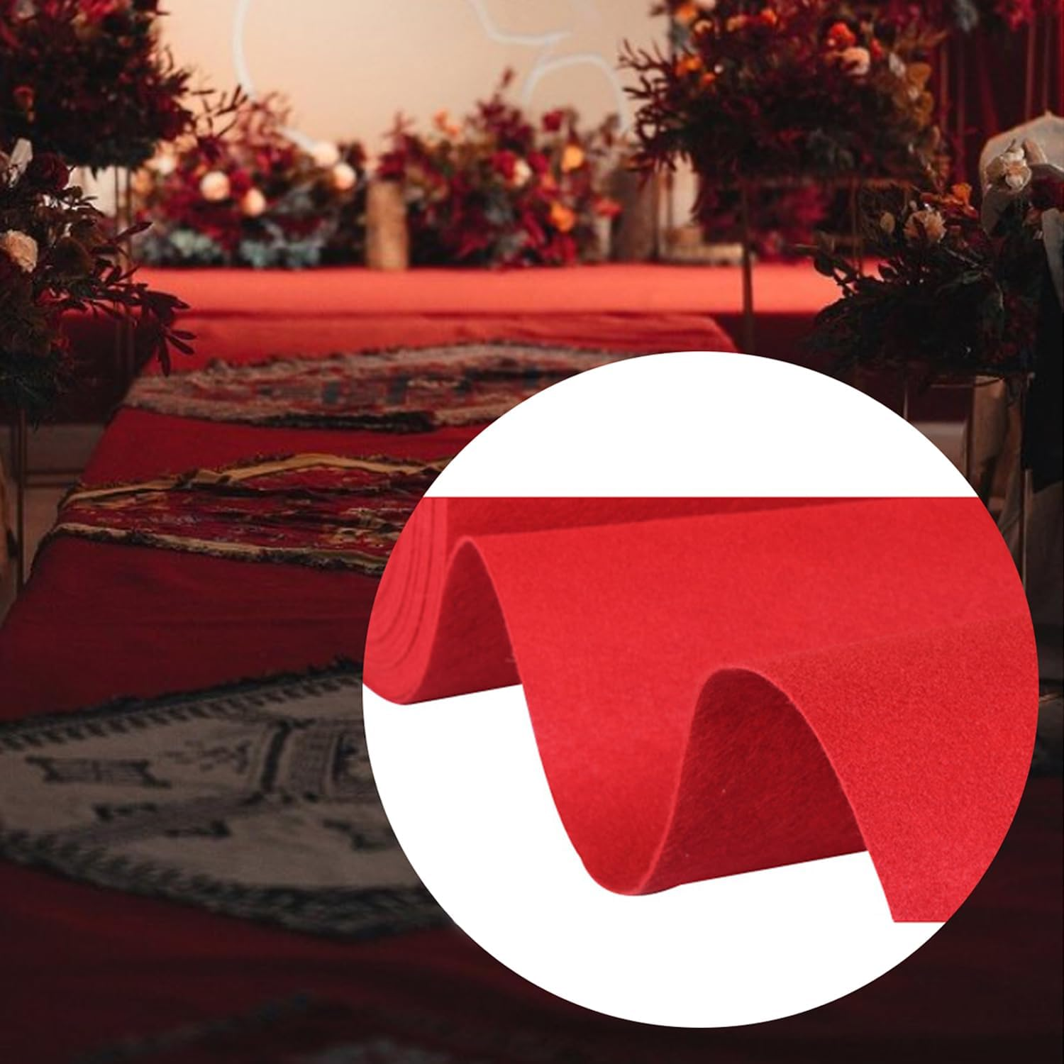 Lehom Red Carpet Runner Large Aisle Runway Rug 3.3 X 33Feet Flooring Rug for Wedding Christmas Thanksgiving Decor Indoor Outdoor Party Flooring Carpet Accessories 1/25 Inch Thickness
