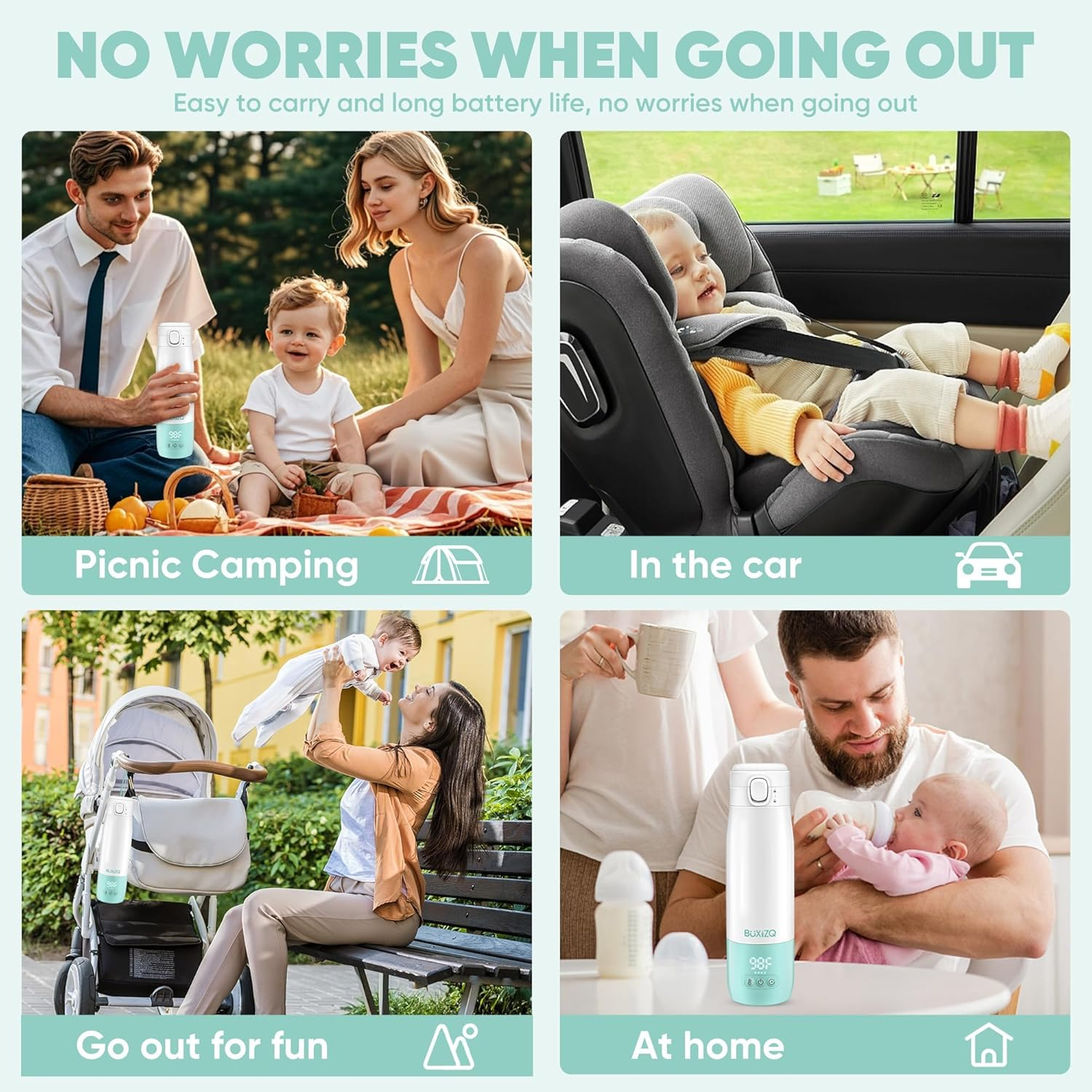 Portable Bottle Warmer for Travel - Milk Warmer for Baby-12Oz Ceramic Heater Heating,Fast Charging & Cordless Portable Baby Bottle Warmer -Dual Heating Modes for Breast Milk & Water image number 4