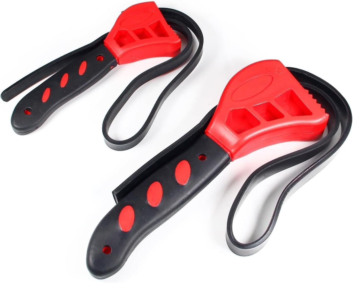 Rubber Strap Adjustable Wrench Set - 2Pcs Oil Filter Pipe Jar Opener 5.9"&8.46" Strong Grip Plumbers Universal Spanner Drain Sewer Cap Sink Pliers Nut Shower Head Valve Removal image number 2