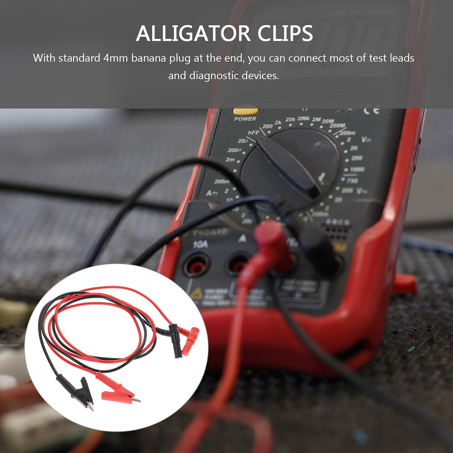 TEHAUX 1 Pair Multimeter Cable Automotive Multimeter Test Probes and Leads Multimeter Leads Kit Multimeter Probes Alligator Clips Multimeter Clips Alligator Rubber Car Plug image number 1