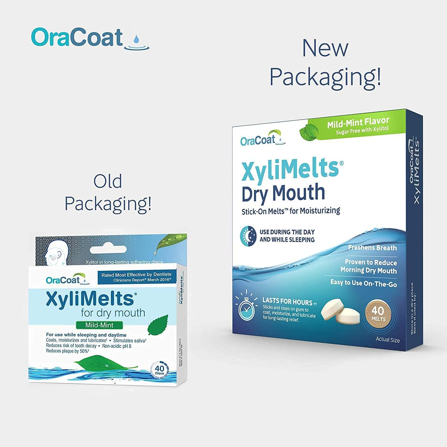 Oracoat Xylimelts Dry Mouth Relief Moisturizing Oral Adhering Discs Slightly Sweet with Xylitol, for Dry Mouth, Stimulates Saliva, Non-Acidic, Day and Night Use, Time Release for up to 8 Hours (80) 2 Packs image number 4