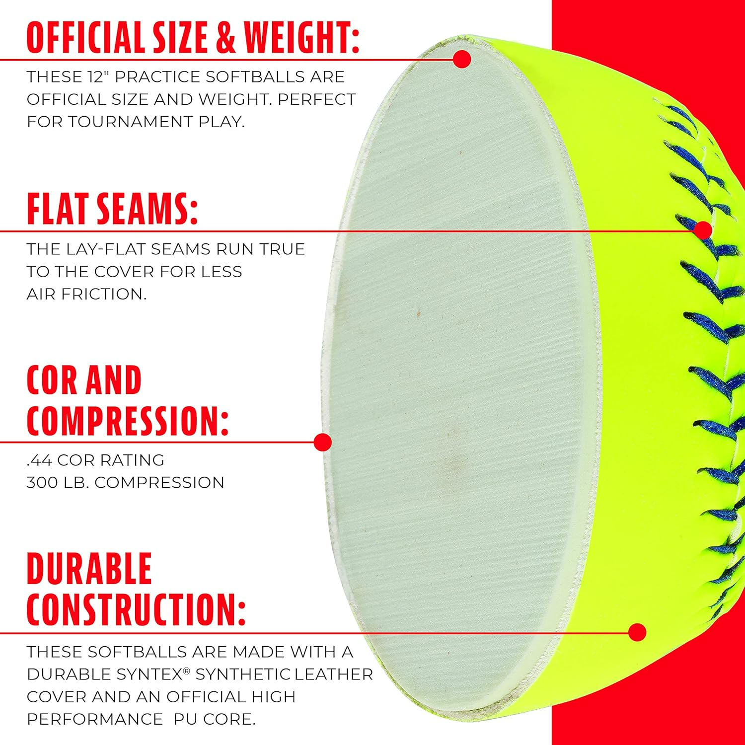 Franklin Sports 12" Slowpitch Tournament Softballs - Great for Practice + Training - Official Size + Weight - 1 Pack image number 2