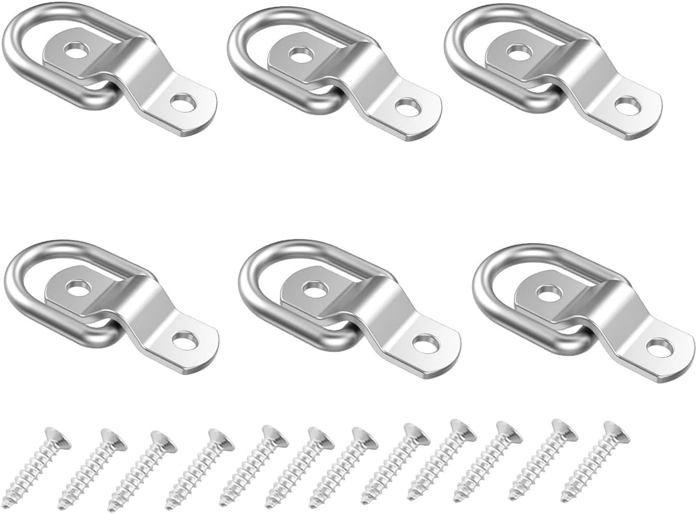 12PCS Heavy Duty Steel D Rings Tie down Anchors,D Rings Tie down Anchors Hooks for Trailer Truck Bed Bracket Enclosed Points Pickup Camper Surface Mount D-Ring Heavy Duty (12, Black)