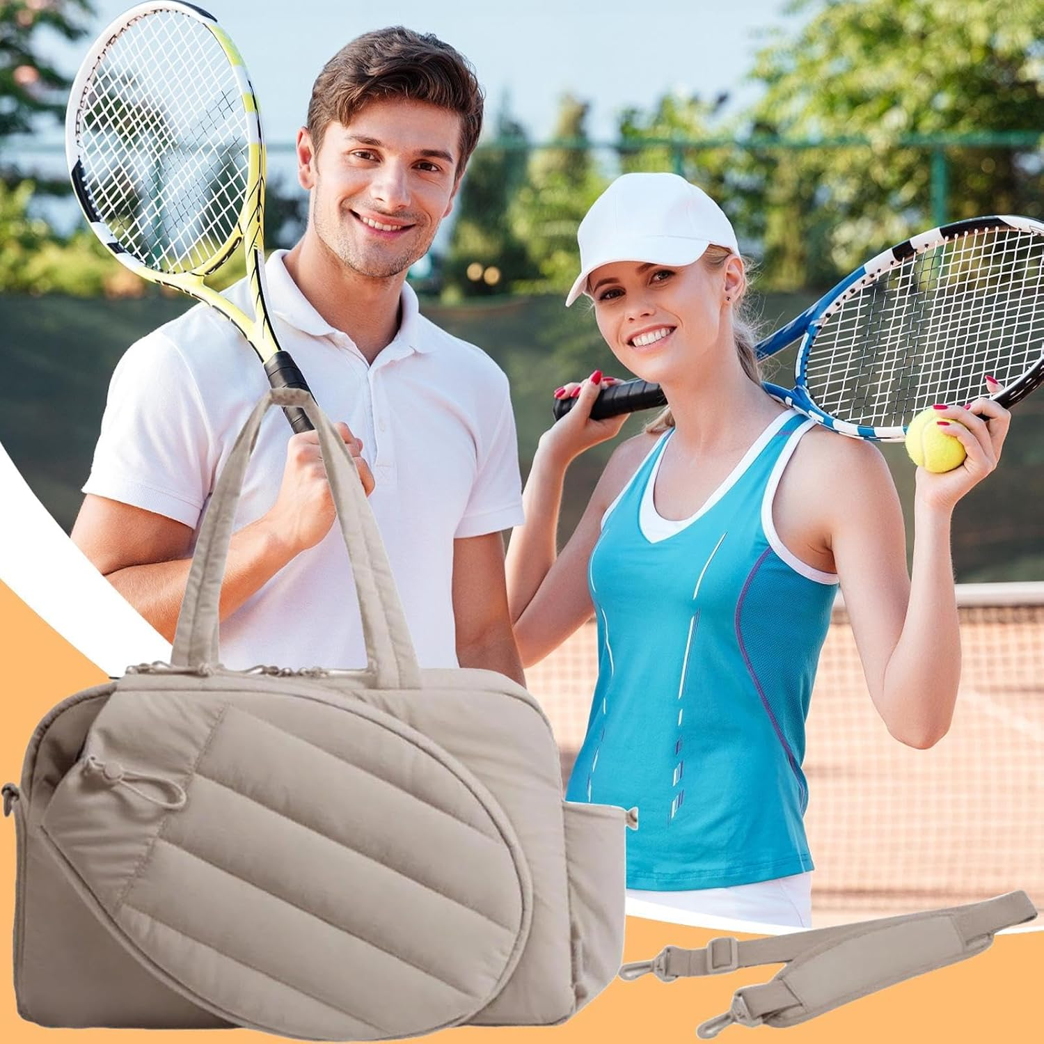 Tennis Gym Bag for Women - Large Sports Handbag Tennis Racket Bag for Women,Water-Resistant Pickleballs Racquet Tote for Sports Gym Court Weekend Trips Commuting Offices Business Trip Travel image number 3