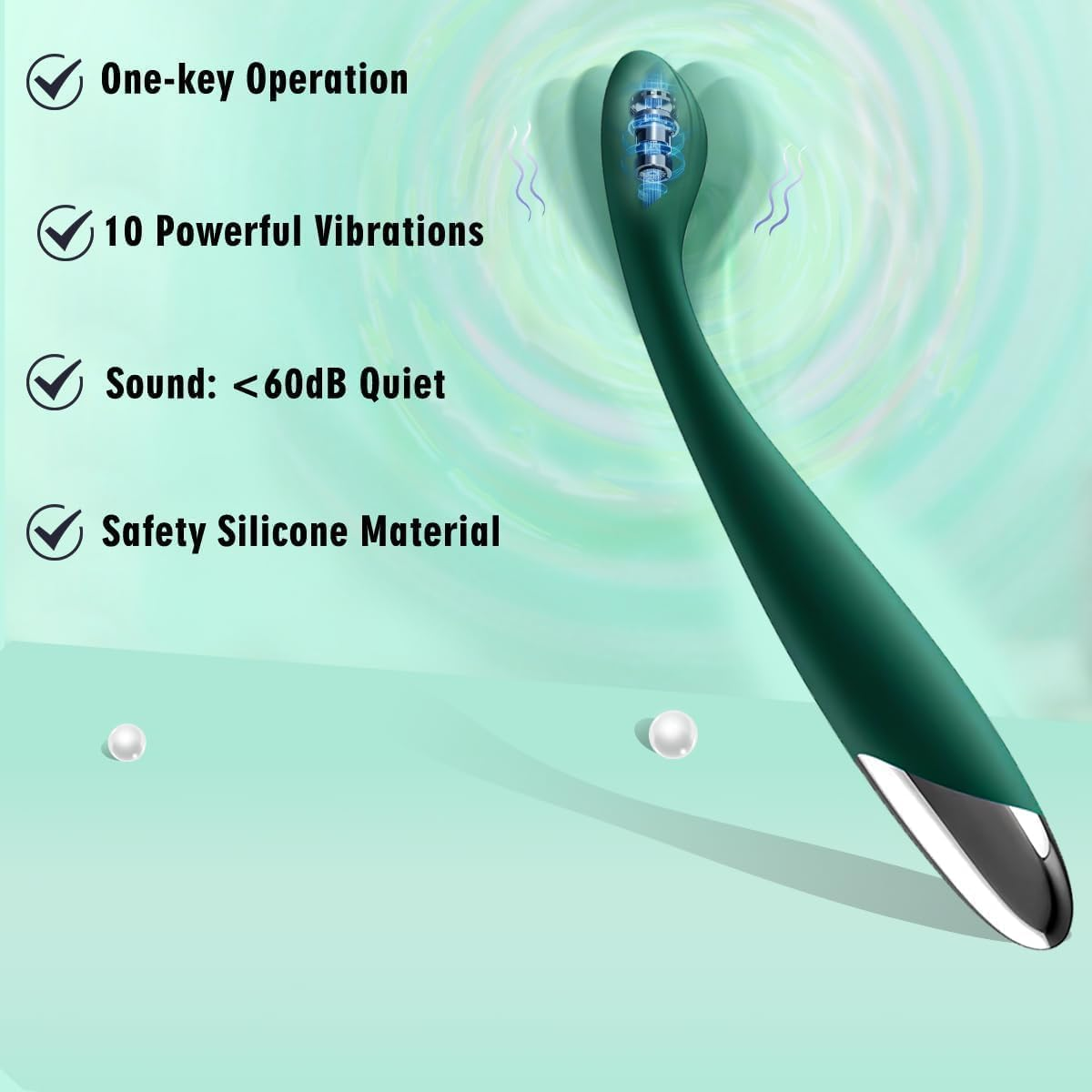 Sex Vibrator for Women,10 Powerful Vibrating Modes,Clitoral Nipple Stimulator Pocket Finger Bullet Vibrators Waterproof Strapless on Dildo Anal Toys for Couple (Light Green) image number 3