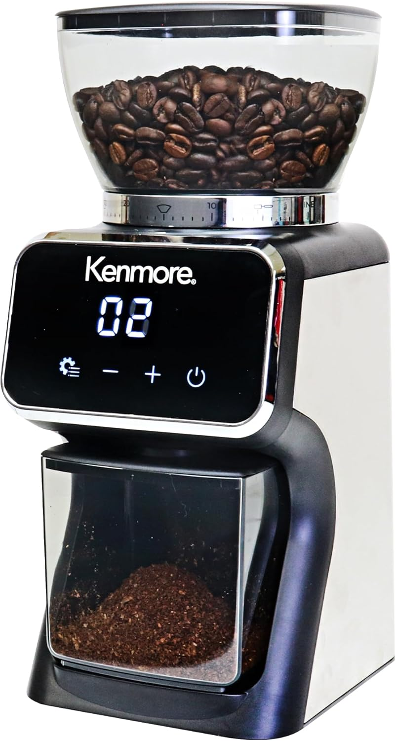 Kenmore Digital Conical Burr Coffee Grinder | 30 Grind Sizes (Fine to Coarse) | Smart Dosing by Cup, Time or Portafilter | Precise Grinding for French Press Drip Coffee Espresso Pour over & Cold Brew image number 2