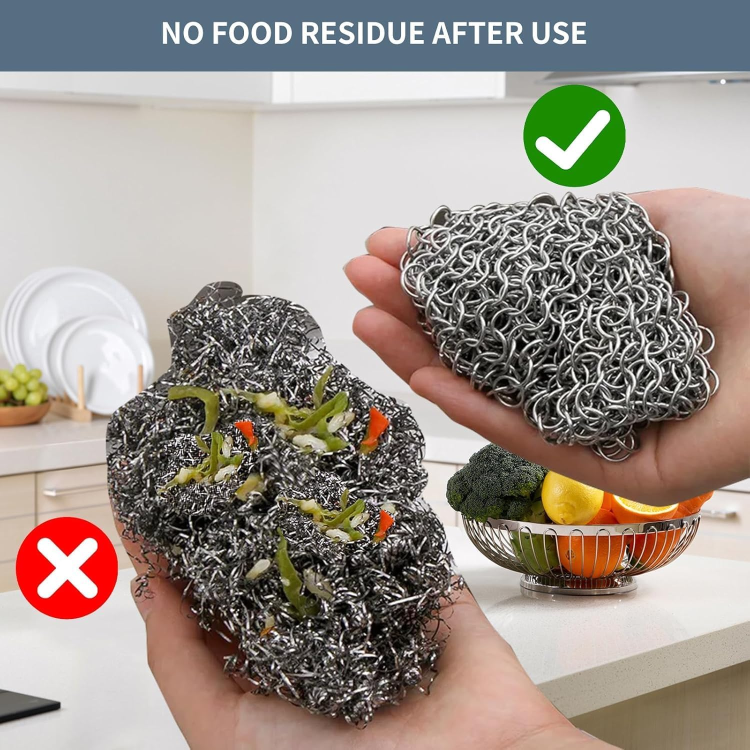 316 Stainless Steel Cast Iron Cleaner for Cleaning Cast Iron Pan Pre-Seasoned Pan Dutch Ovens Waffle Iron Pans Grill Skillet image number 1