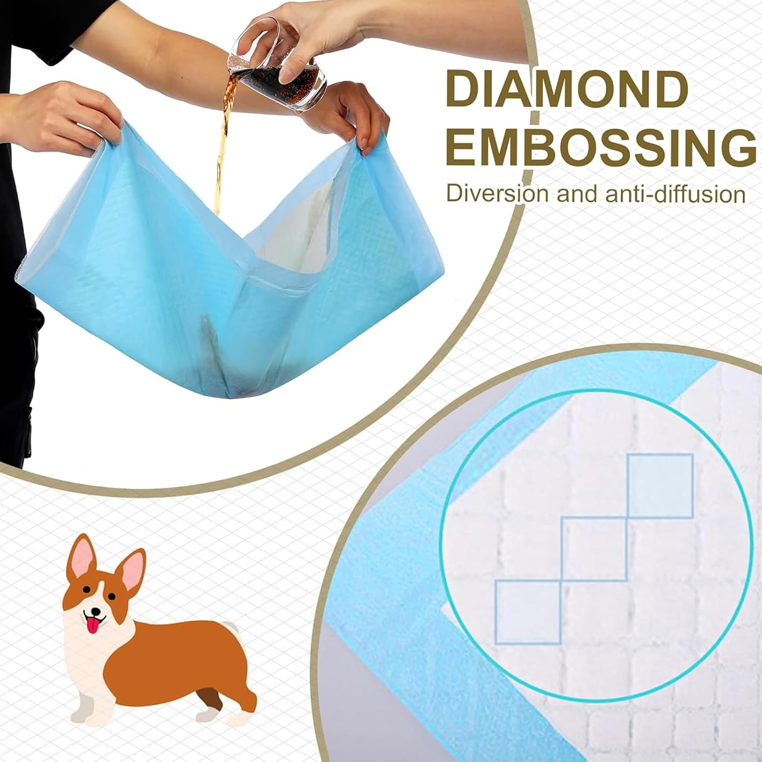 Pet Pee Pads, Puppy Potty Training Pet Mats 40Pcs 60X60 Cm Dog Pads Extra Large Super Absorbent & Leak-Free Pee Pads for Dogs, Cats, Rabbits (L) image number 2