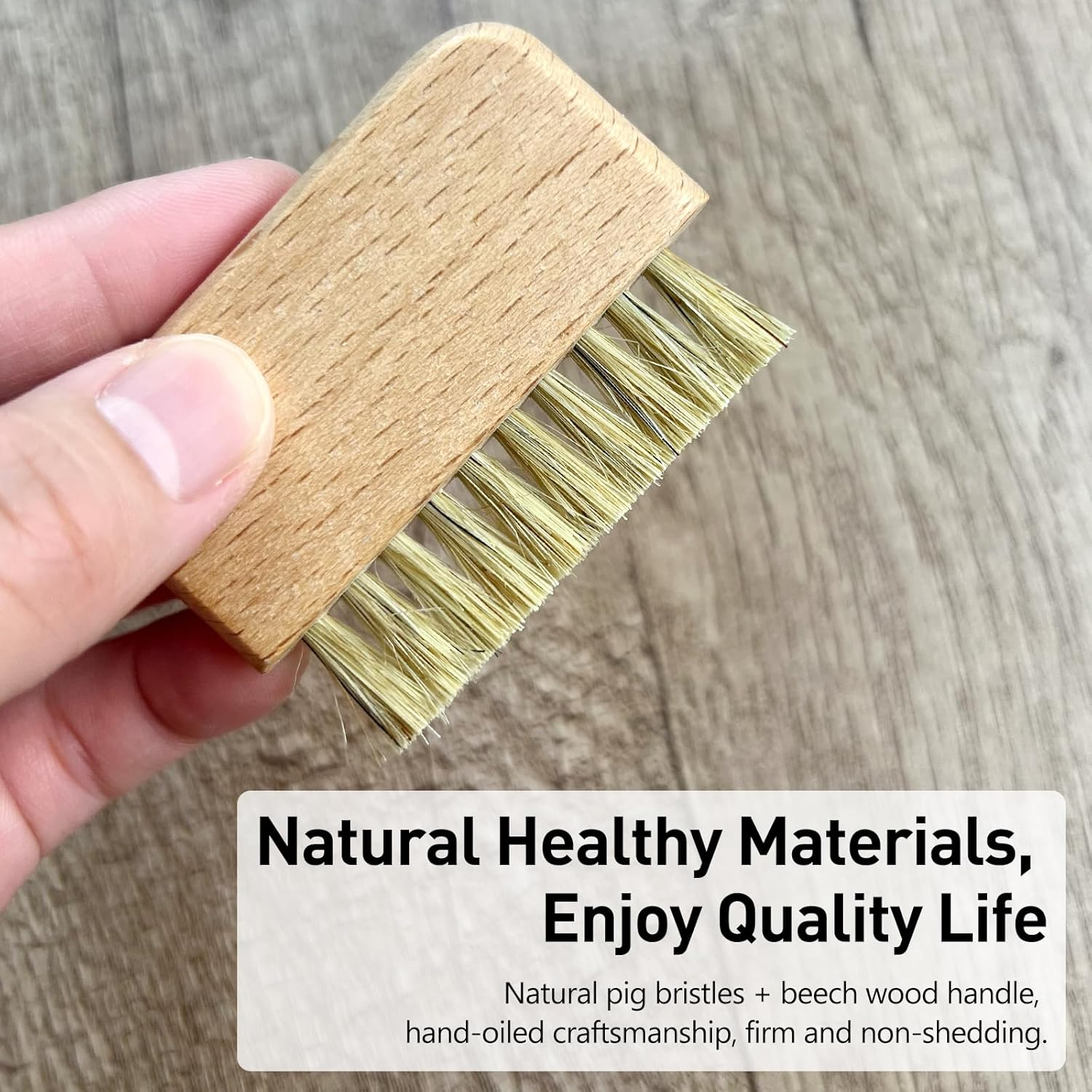 Natural Beech Wood Nail Brush Non-Slip Hand and Toenail Cleaning Brush Compact and Durable Bristle Scrub for Home and Travel image number 4
