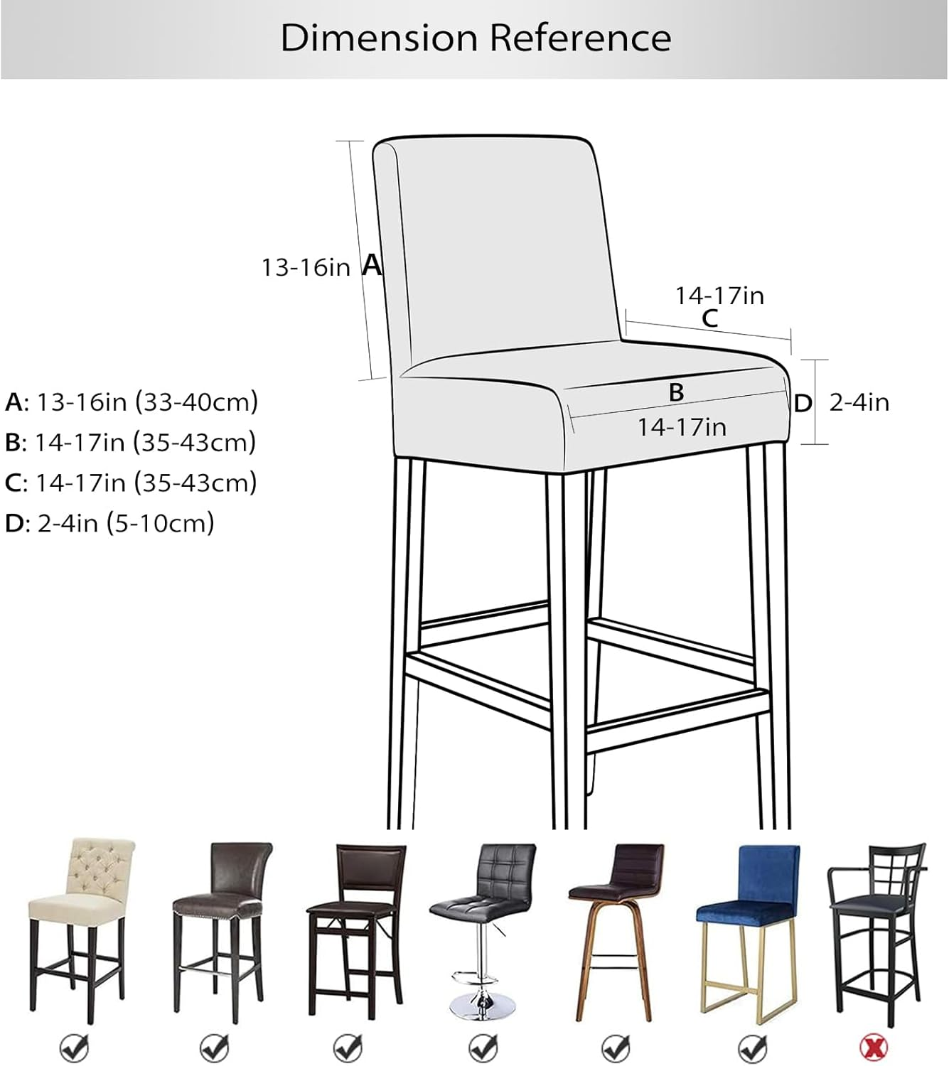 Gollense Bar Stool Covers Set of 4 Stretch Jacquard Barstool Slipcovers Washable Dining Chair Seat Covers with Back Removable Pub Counter Tall Chair Protectors for Kitchen Island Chairs (Khaki) - Beige image number 2